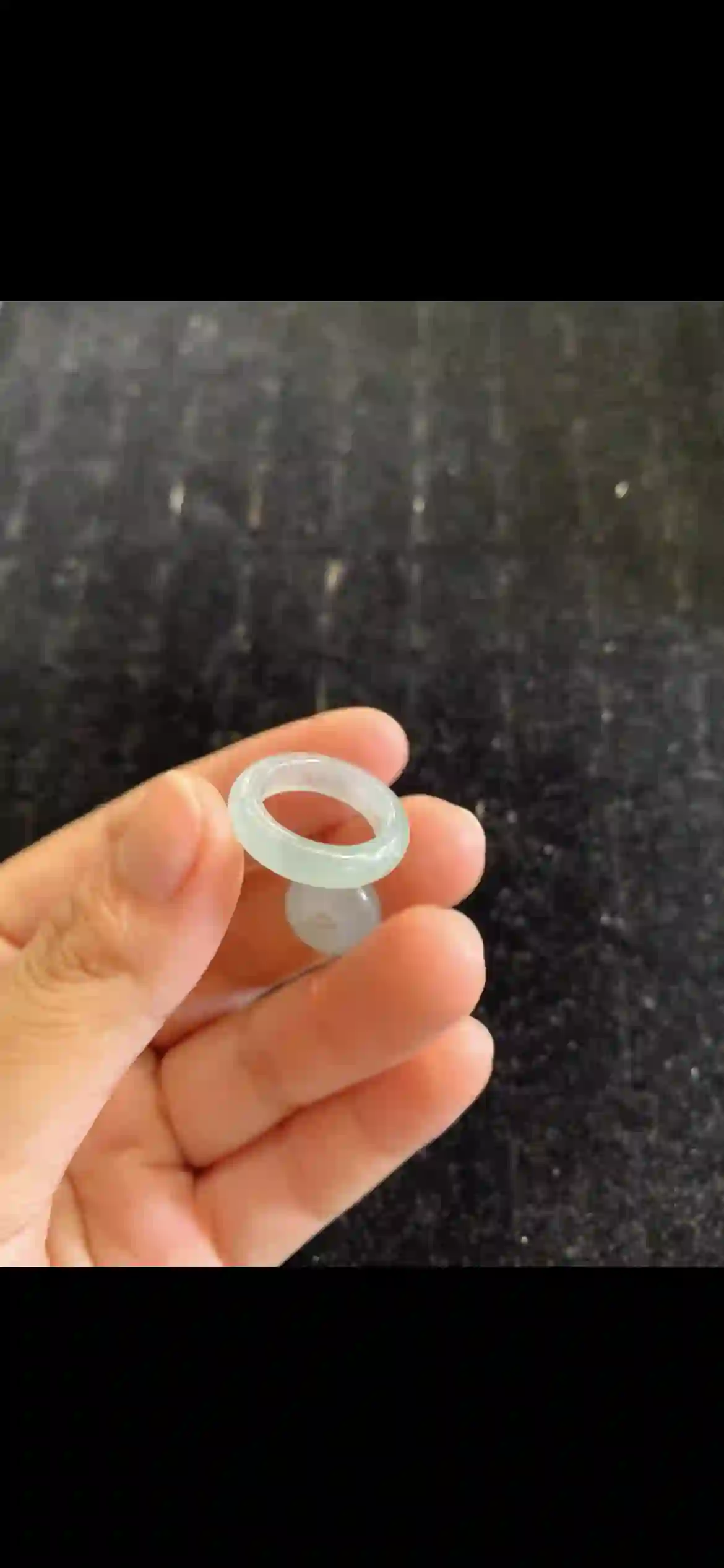 Icy Pale Green Jade Band Ring, view 2 | Myanmar Jadeite reference #19470001