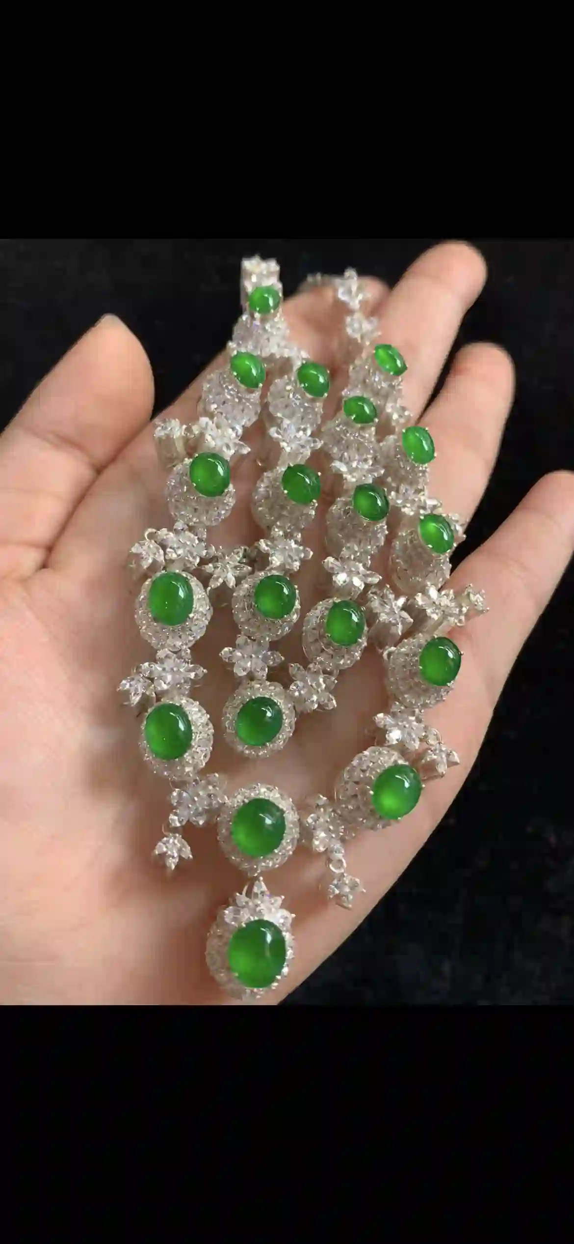 Grand Imperial Green Jade & Diamond Statement Necklace — Multi-Stone Heirloom Design, view 2 | Myanmar Jadeite reference #34110001