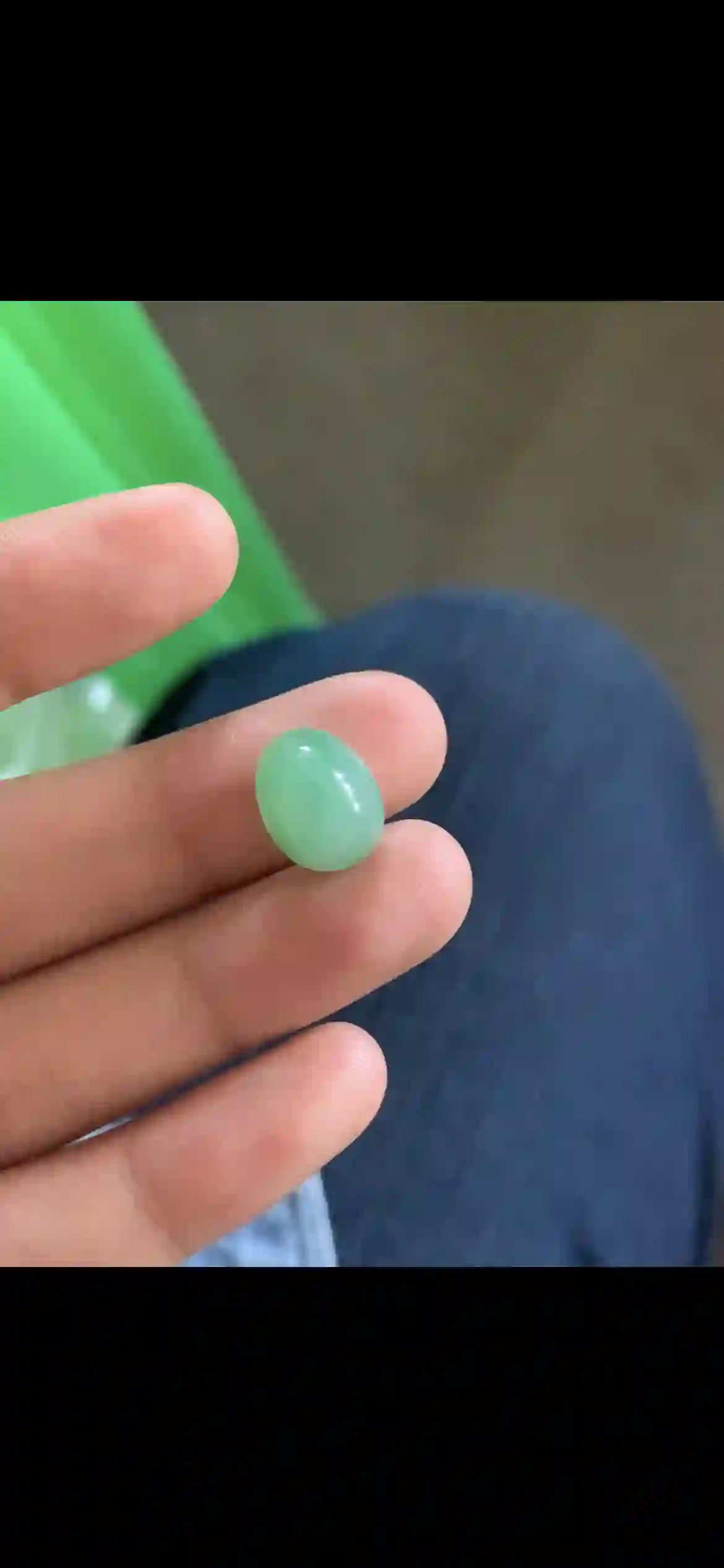 Polished Oval Apple Green Jade Cabochon Gemstone | Myanmar Jadeite reference #22230002