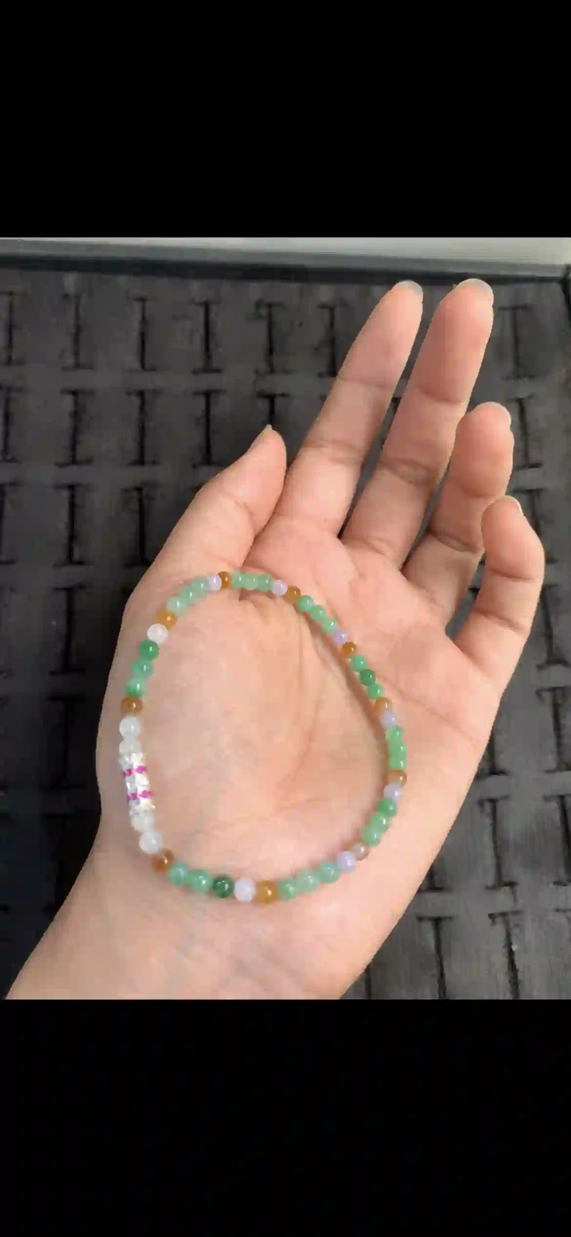 Delicate Multicolor Icy Jadeite Single-Wrap Bracelet, view 2 | Myanmar Jadeite reference #13560001