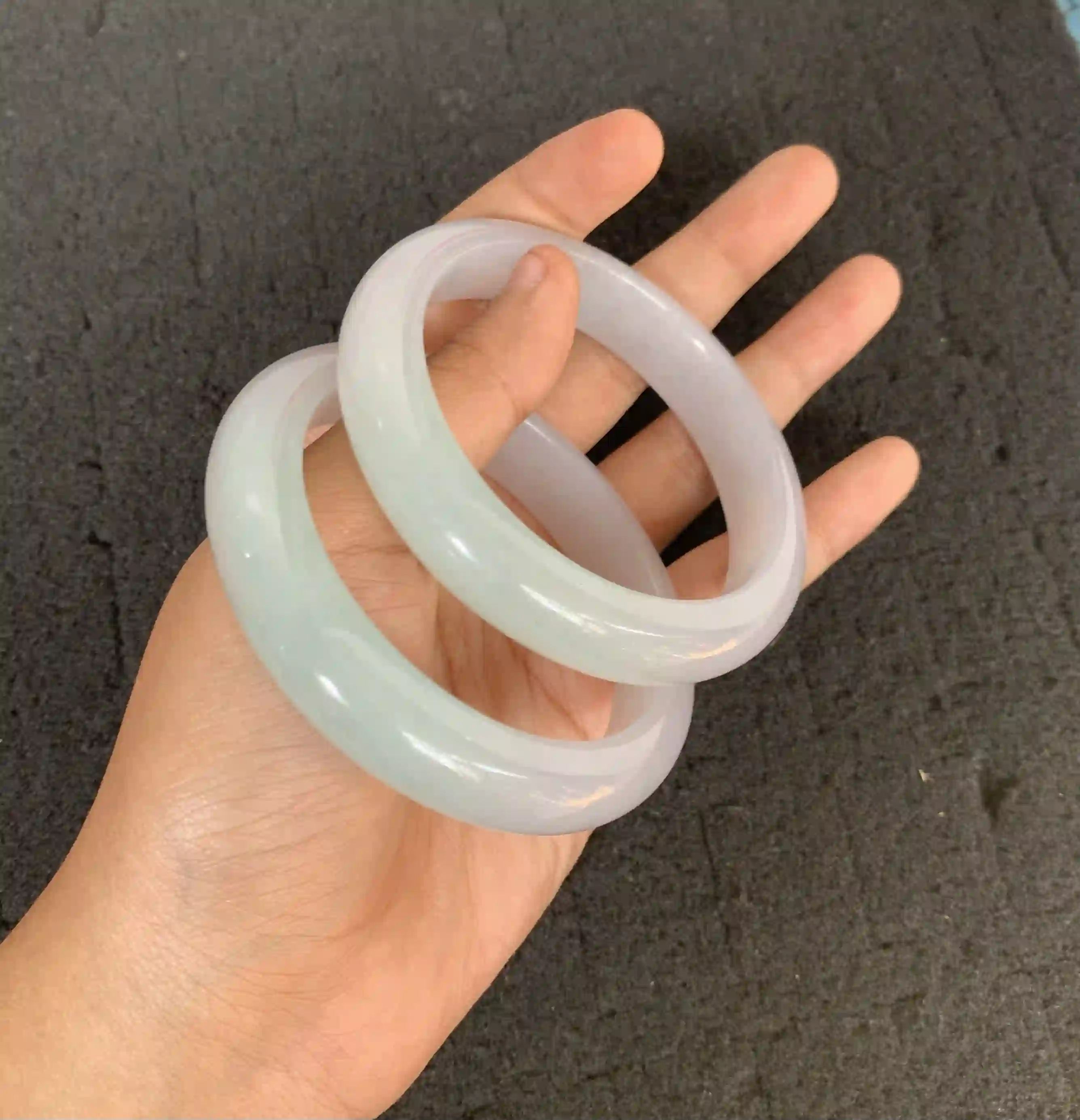  Light-Colored Jade Bangles Set | Myanmar Jadeite reference #1440002