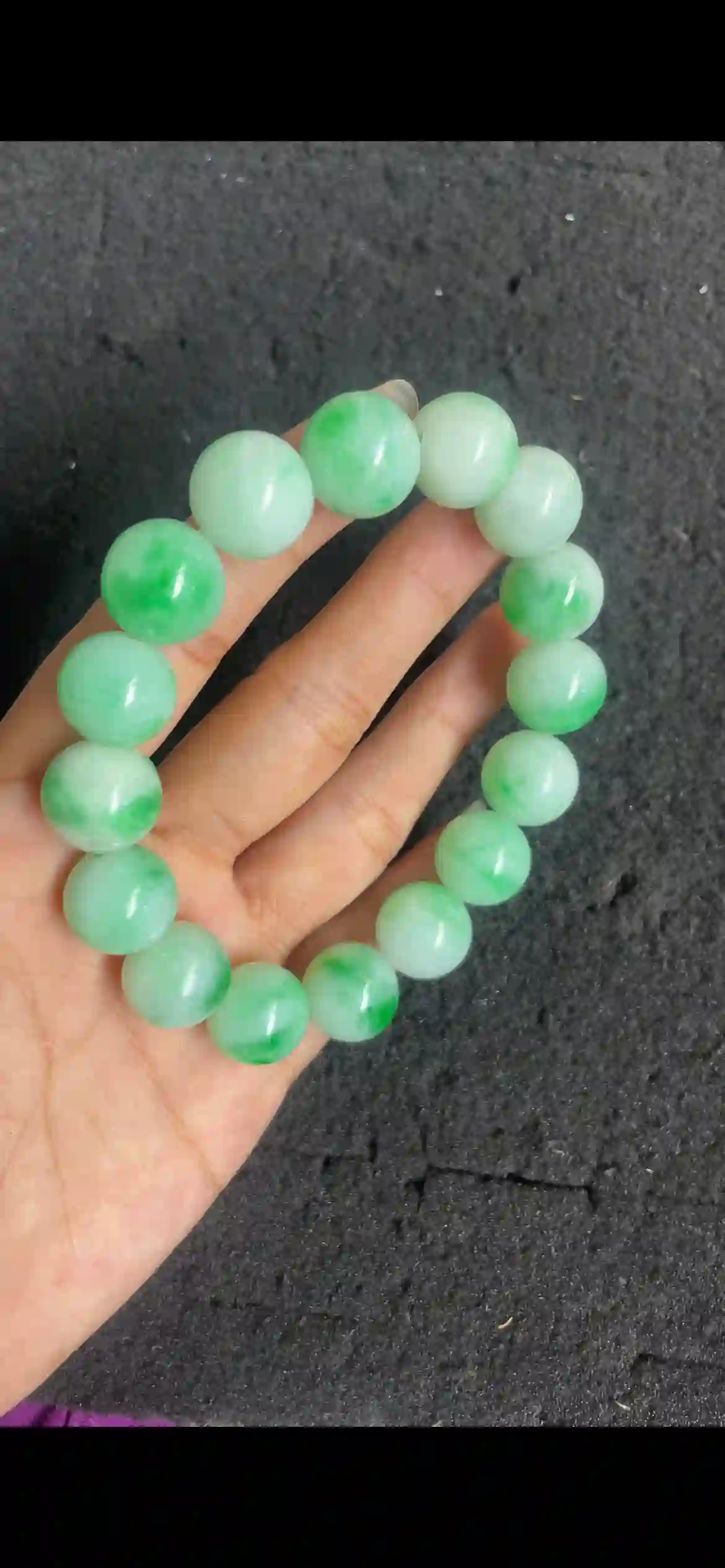 Vibrant Floating Green Jade Bead Bracelet, Large Round Translucent Jadeite Beads | Myanmar Jadeite reference #4860001
