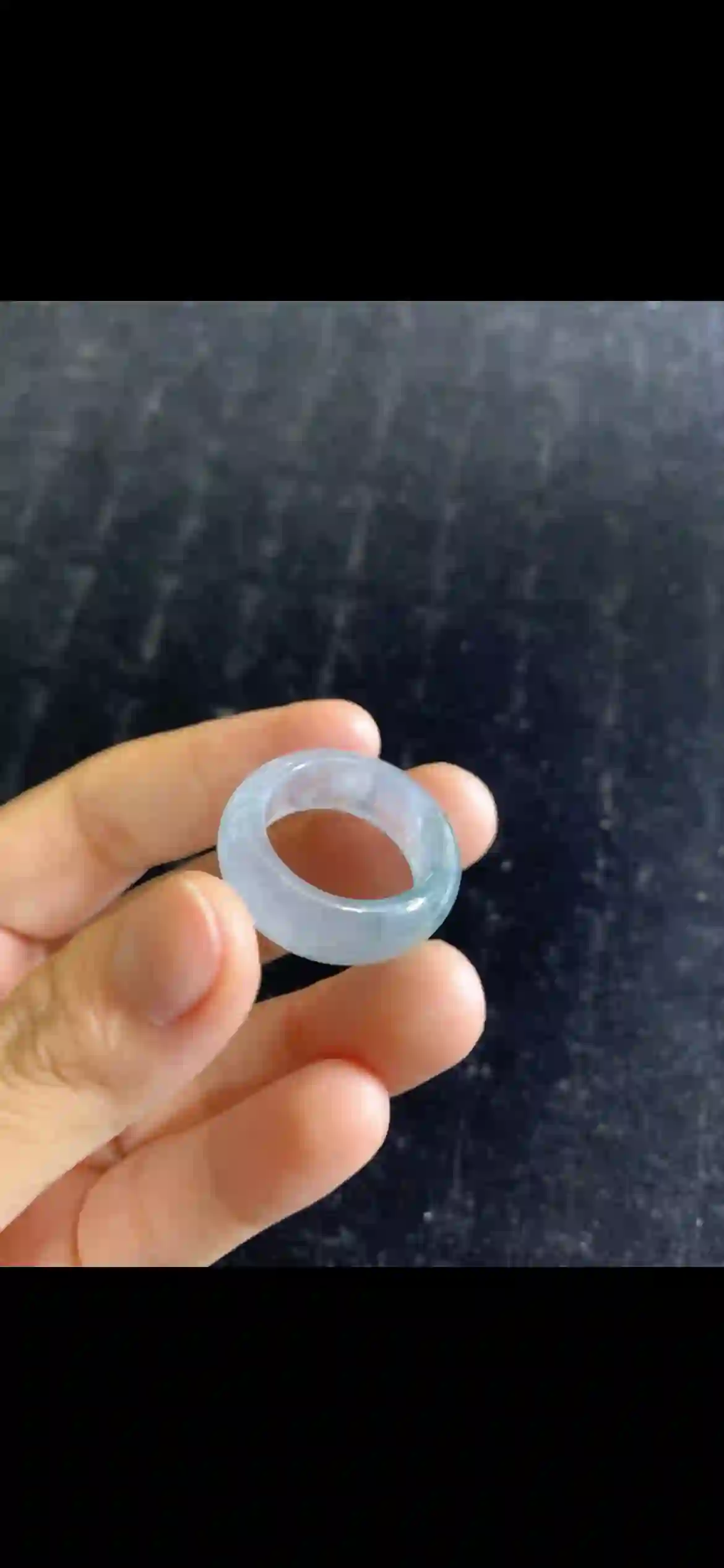 Icy Floating Flower Jade Wide Band Ring | Myanmar Jadeite reference #18000001