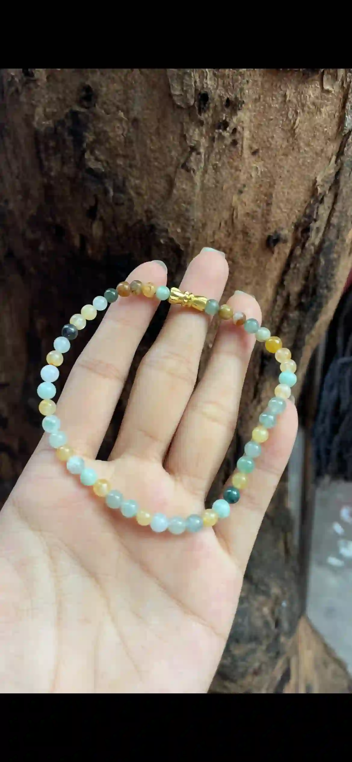  Multi‑Color Gradient Icy Jadeite Dainty Bead Bracelet | Myanmar Jadeite reference #9870002