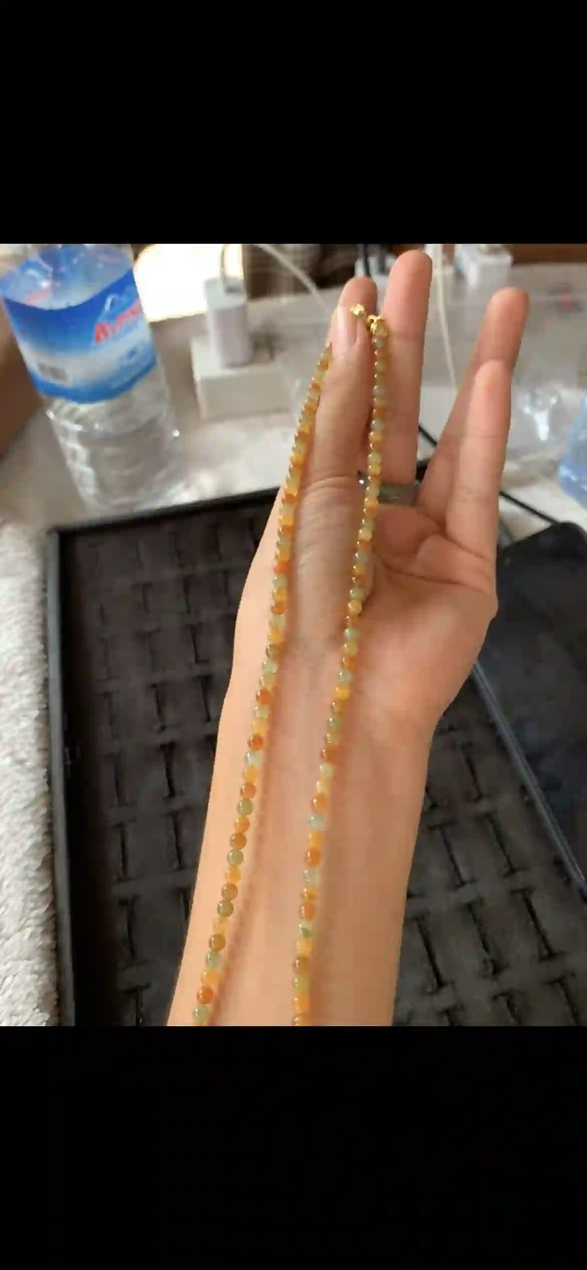 Sunset Gradient Jade Beaded Necklace — Golden Yellow & Orange Fine Beads, view 2 | Myanmar Jadeite reference #27270001