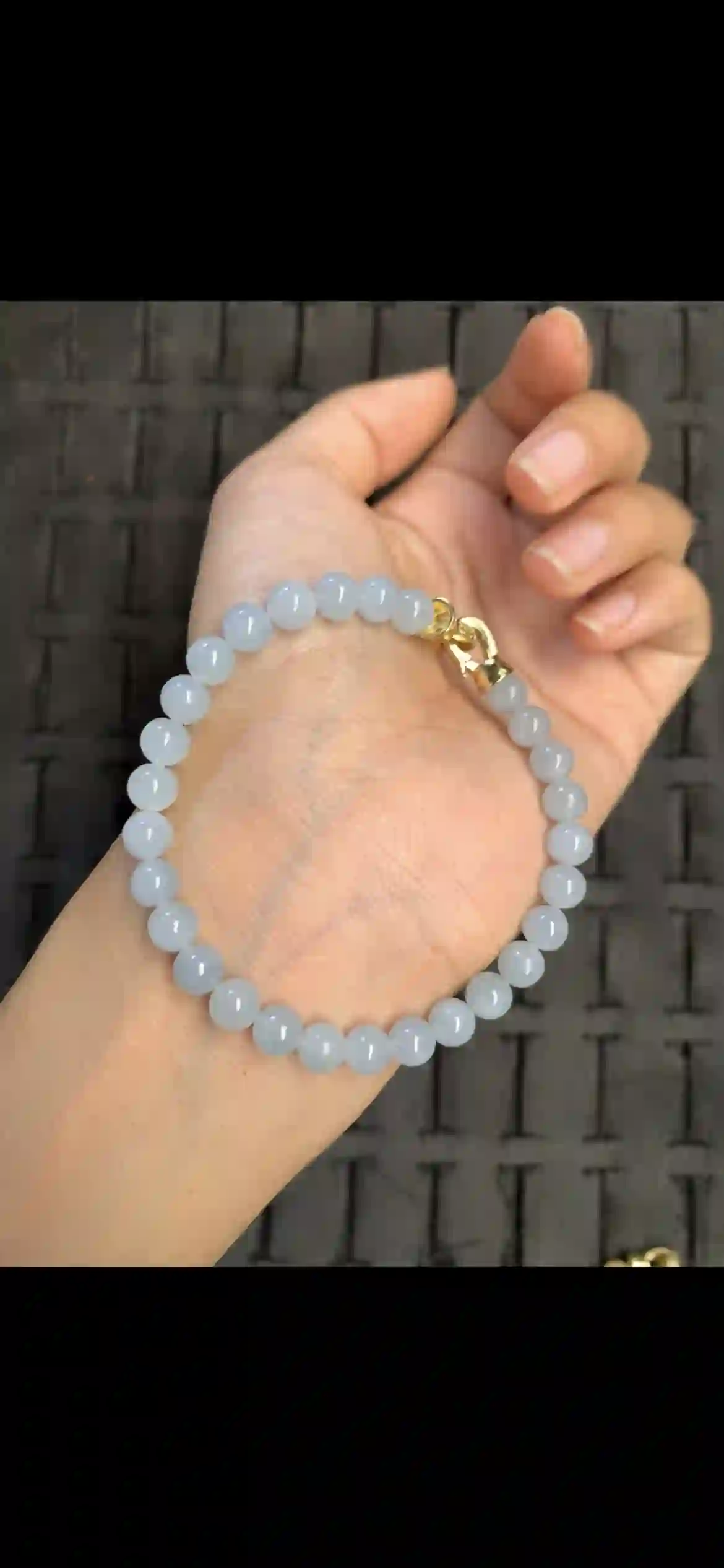 Icy Lavender Blue Jadeite Bead Bracelet, view 2 | Myanmar Jadeite reference #13890001