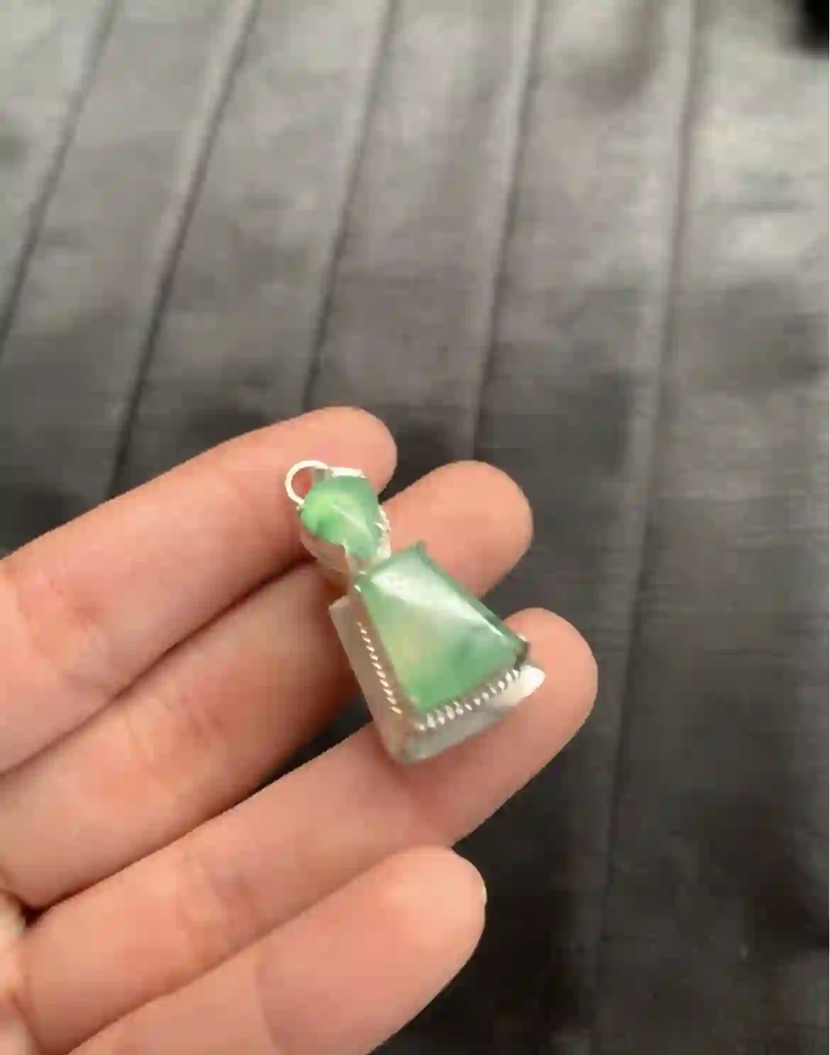   Natural Icy Green Jadeite Pendant, view 2 | Myanmar Jadeite reference #2460008