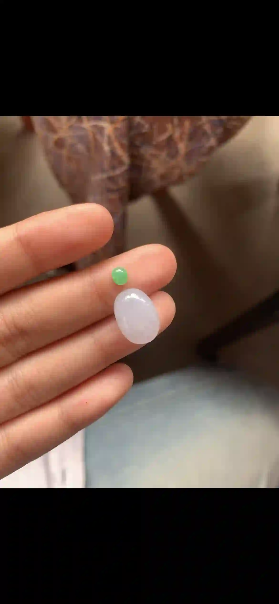 Natural Jadeite Cabochons – Pale Lavender White Oval & Bright Green Round Gemstones | Myanmar Jadeite reference #26310001