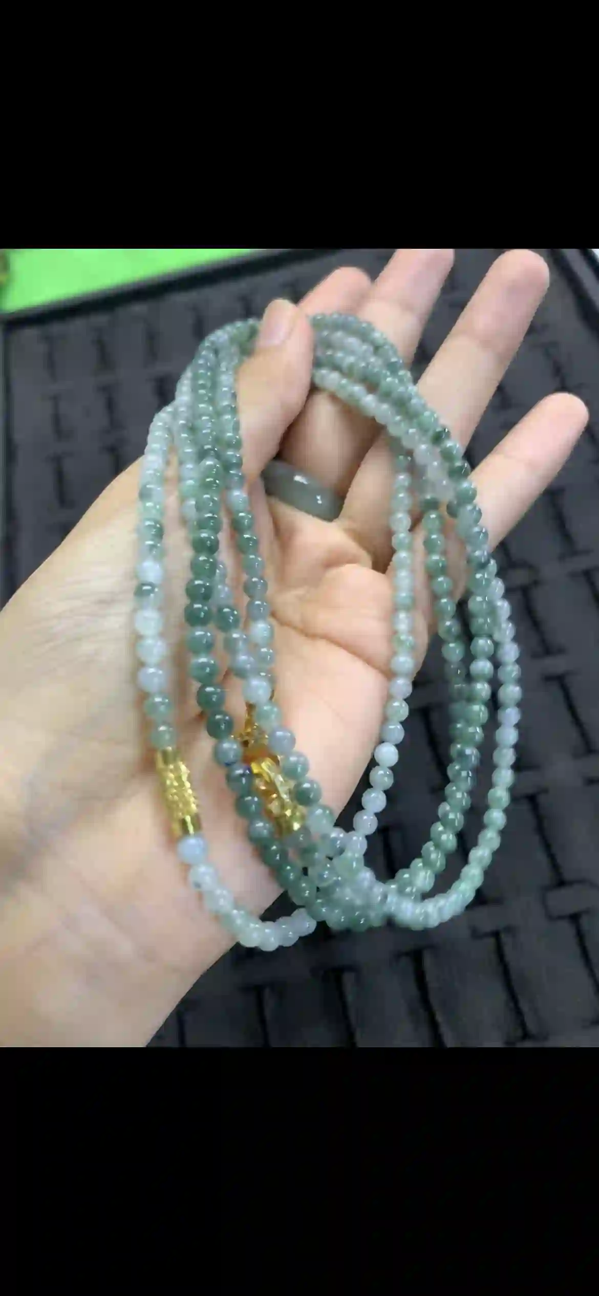 Multi‑Strand Natural Jadeite Bead Necklaces / Bracelets – Soft Green Gradient with Gold‑Tone Clasps, view 2 | Myanmar Jadeite reference #26460001