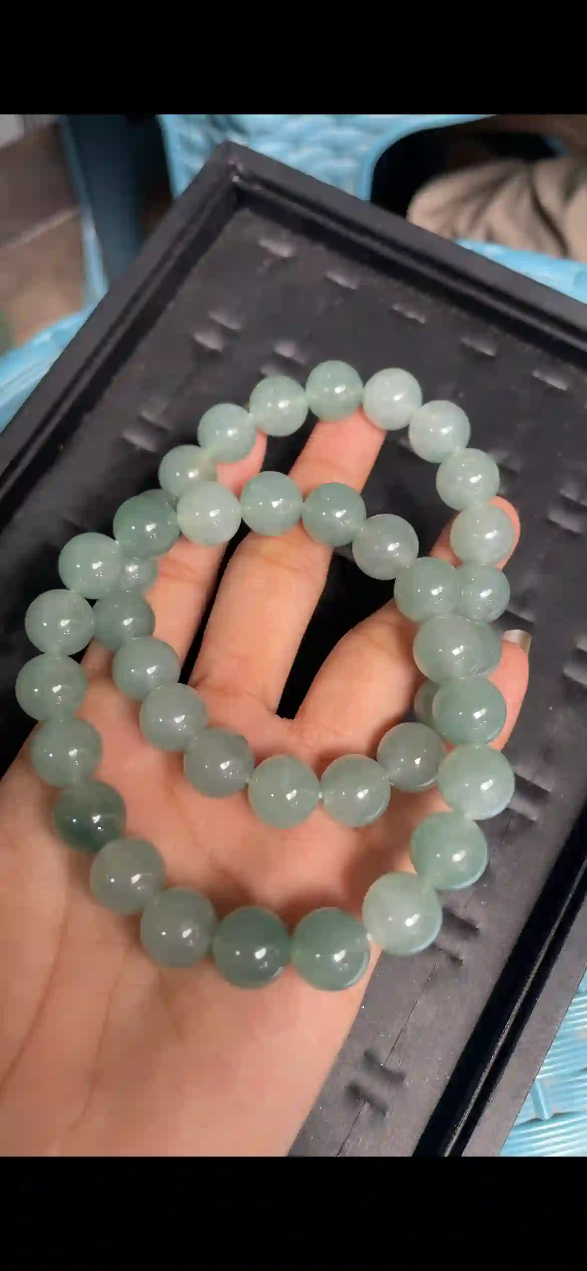 Icy Uniform Olive Green Jadeite Bead Bracelet, view 2 | Myanmar Jadeite reference #7830002