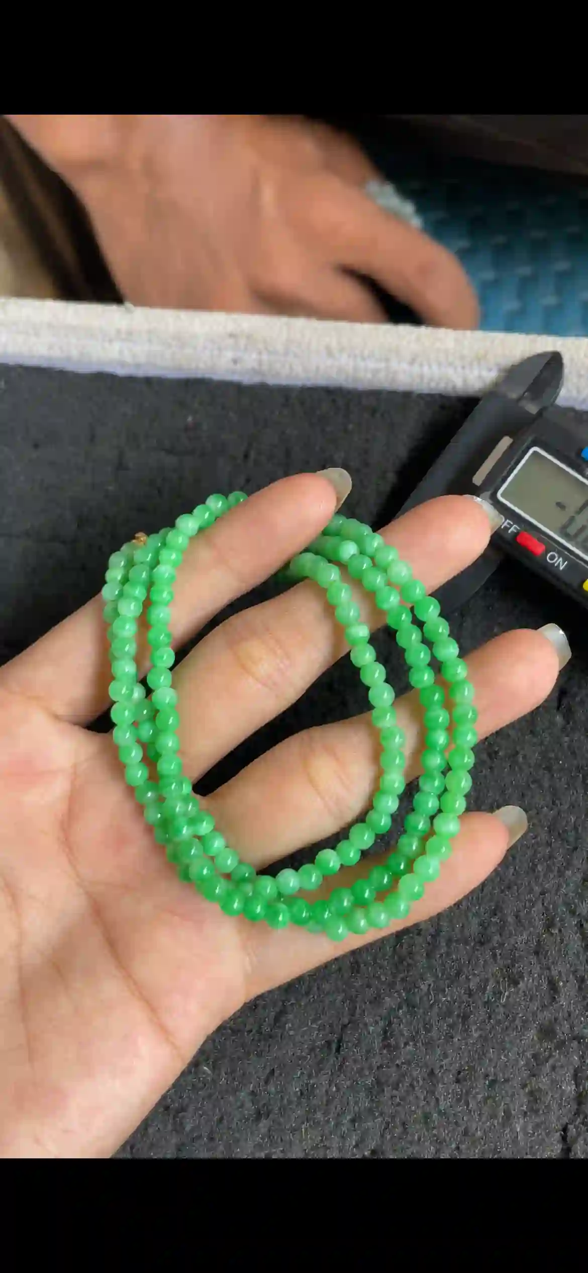   Vibrant Green Jade Bead Necklace, Multi-Layer Design, view 2 | Myanmar Jadeite reference #5790001