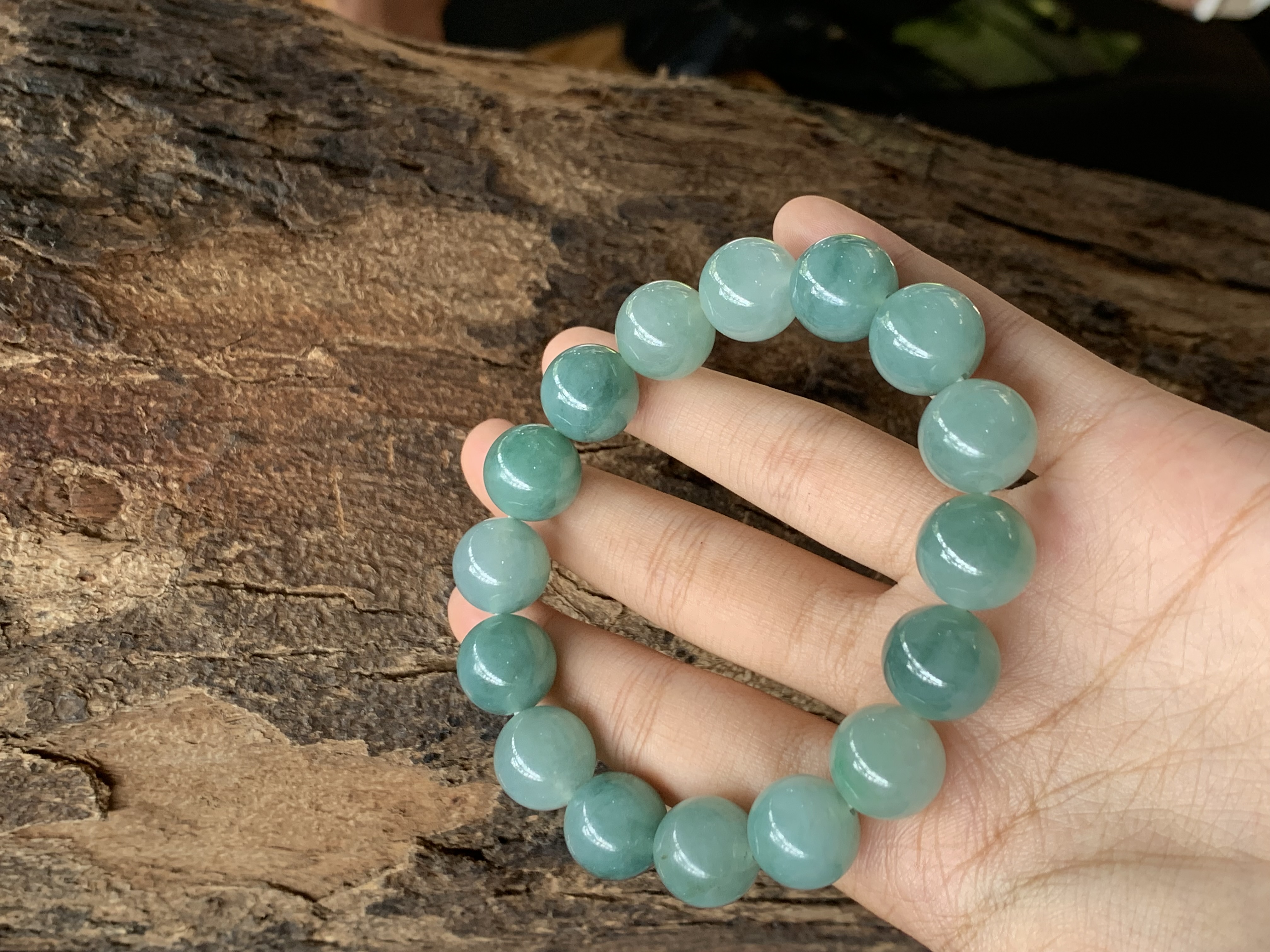 Natural Blue Green Jade Beaded Bracelet - Burmese Jadeite Type A from Hpakant, Myanmar | Myanmar Jadeite