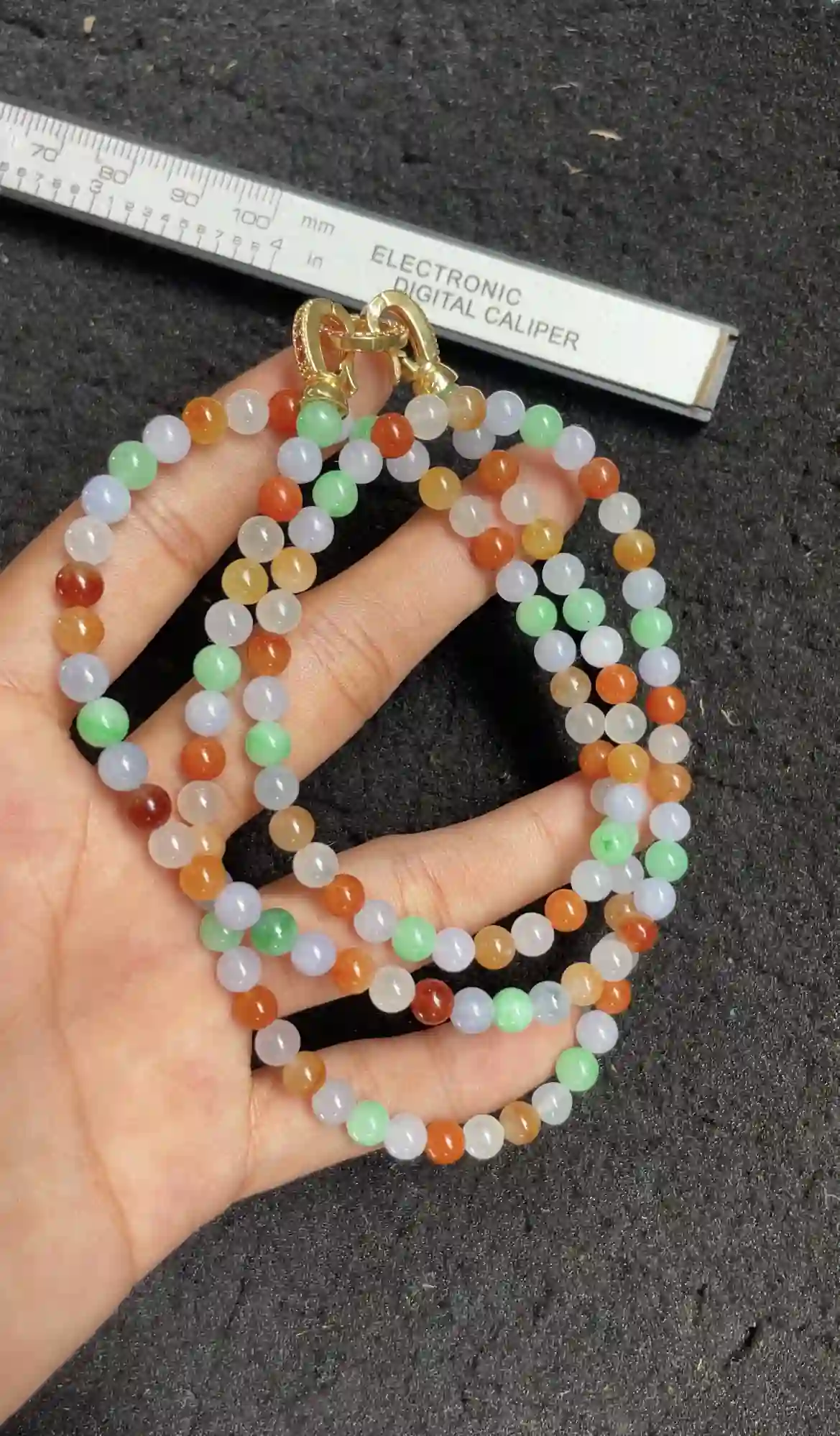 Colorful Multicolor Jade Bead Necklace, view 2 | Myanmar Jadeite reference #2640011