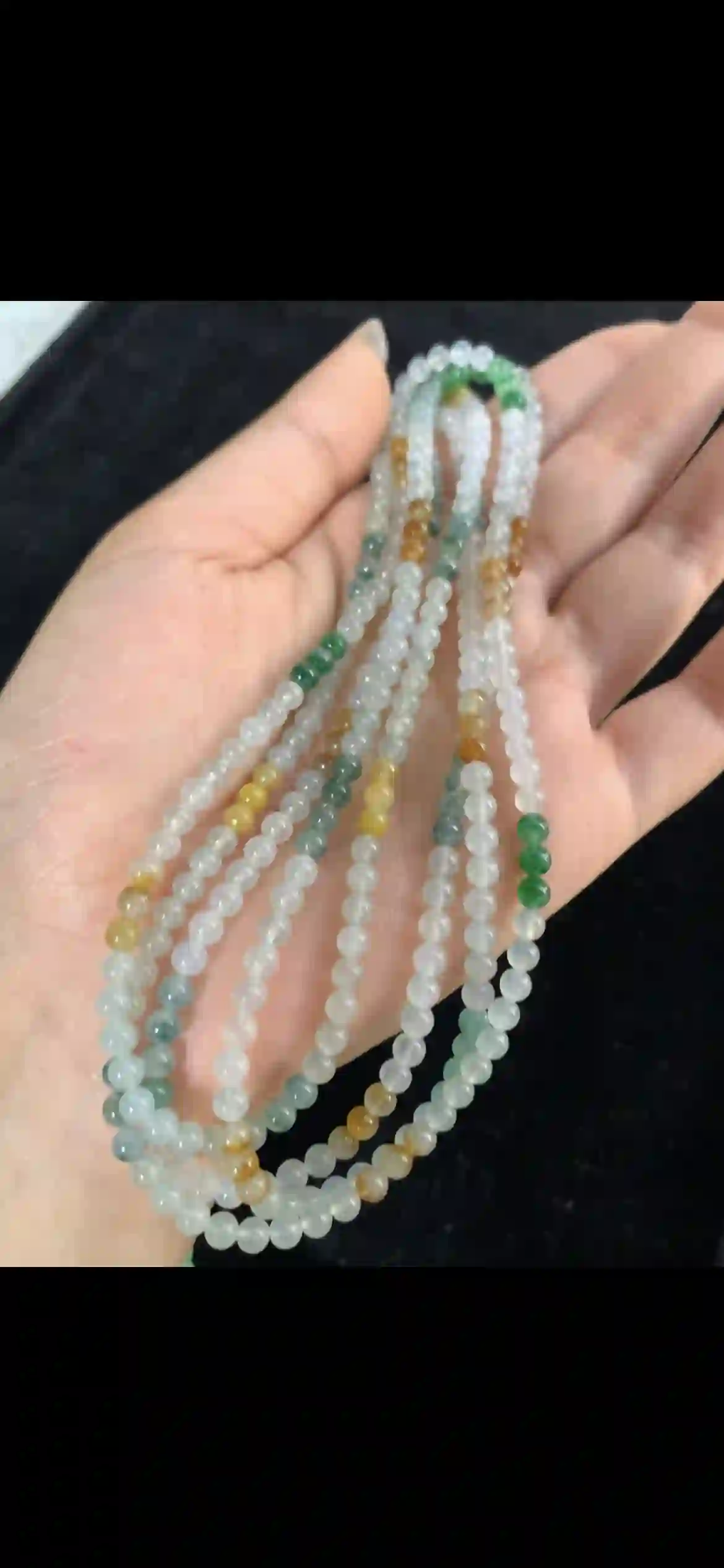 Multi-Tone Icy Jade Bead Long Necklace / Multi-Wrap Bracelet | Myanmar Jadeite reference #30780001