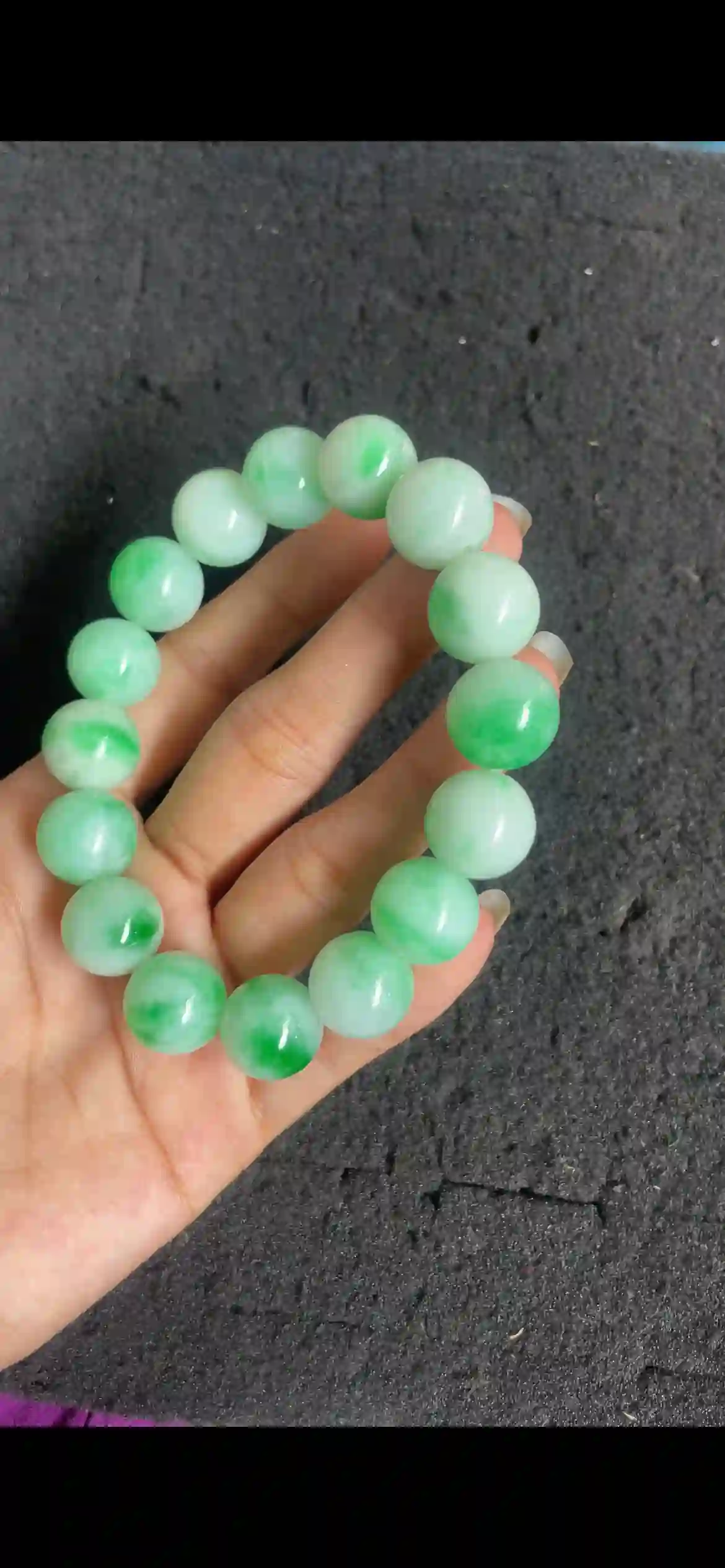 Vibrant Floating Green Jade Bead Bracelet, Large Round Translucent Jadeite Beads, view 2 | Myanmar Jadeite reference #4860001