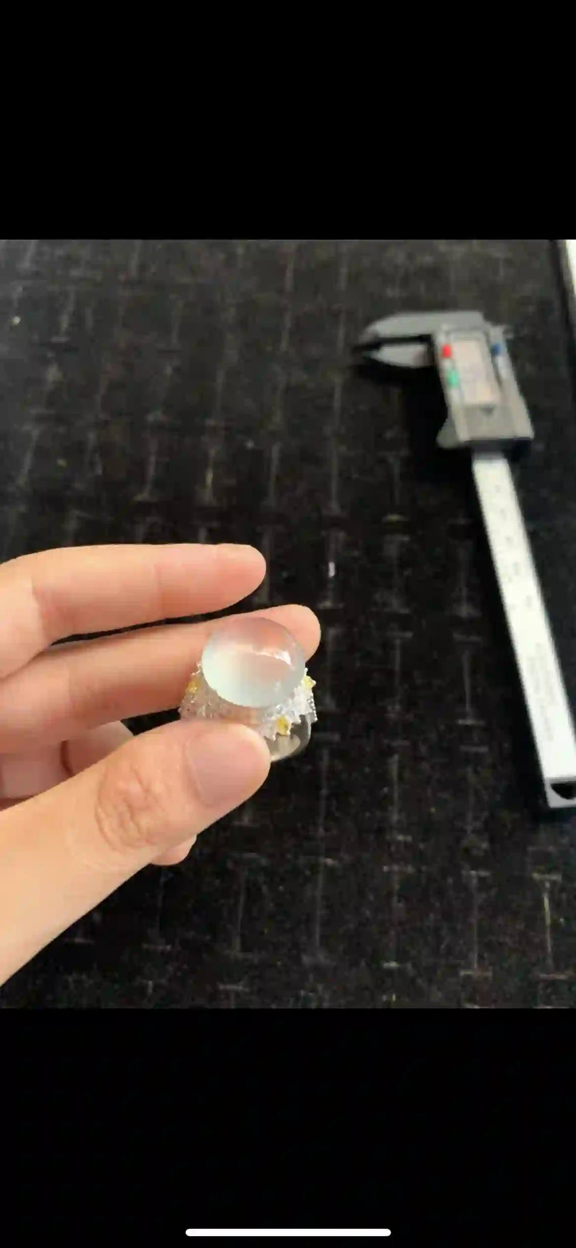 High-Icy White Jadeite Cabochon Ring with Diamond & Yellow Sapphire Accents | Myanmar Jadeite reference #20220001