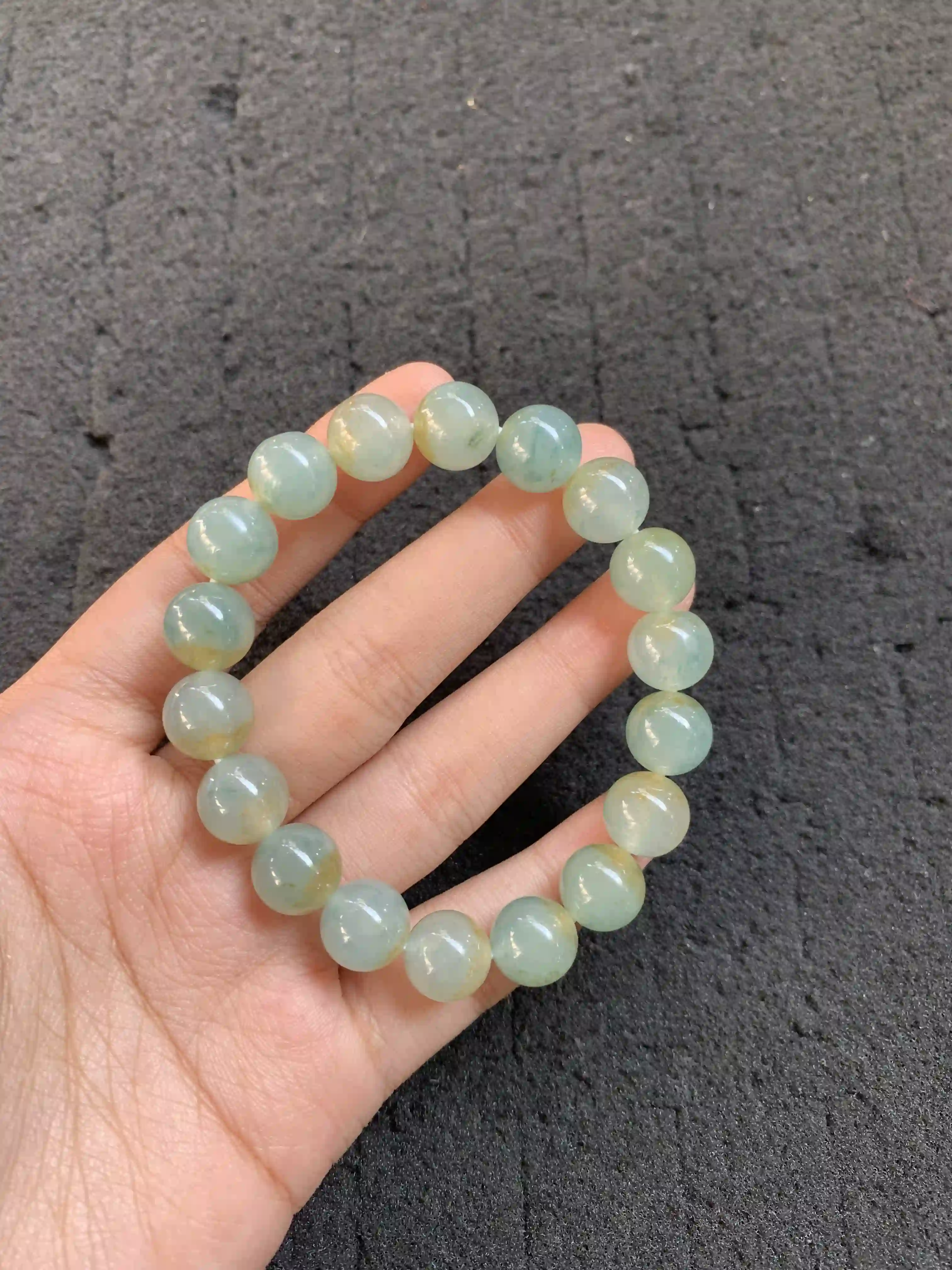Light Green Jadeite Bracelet with Natural Veins, view 2 | Myanmar Jadeite reference #1290004