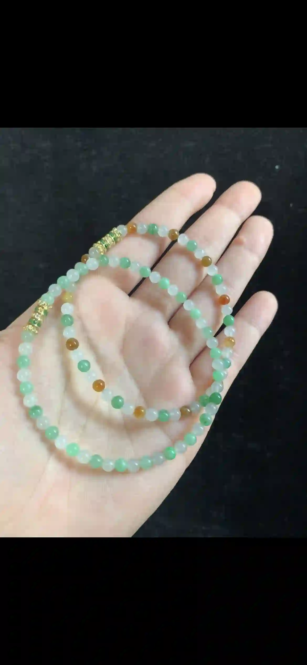 Tri-Color Rainbow Jade Beaded Double-Strand Bracelet | Myanmar Jadeite reference #37050001