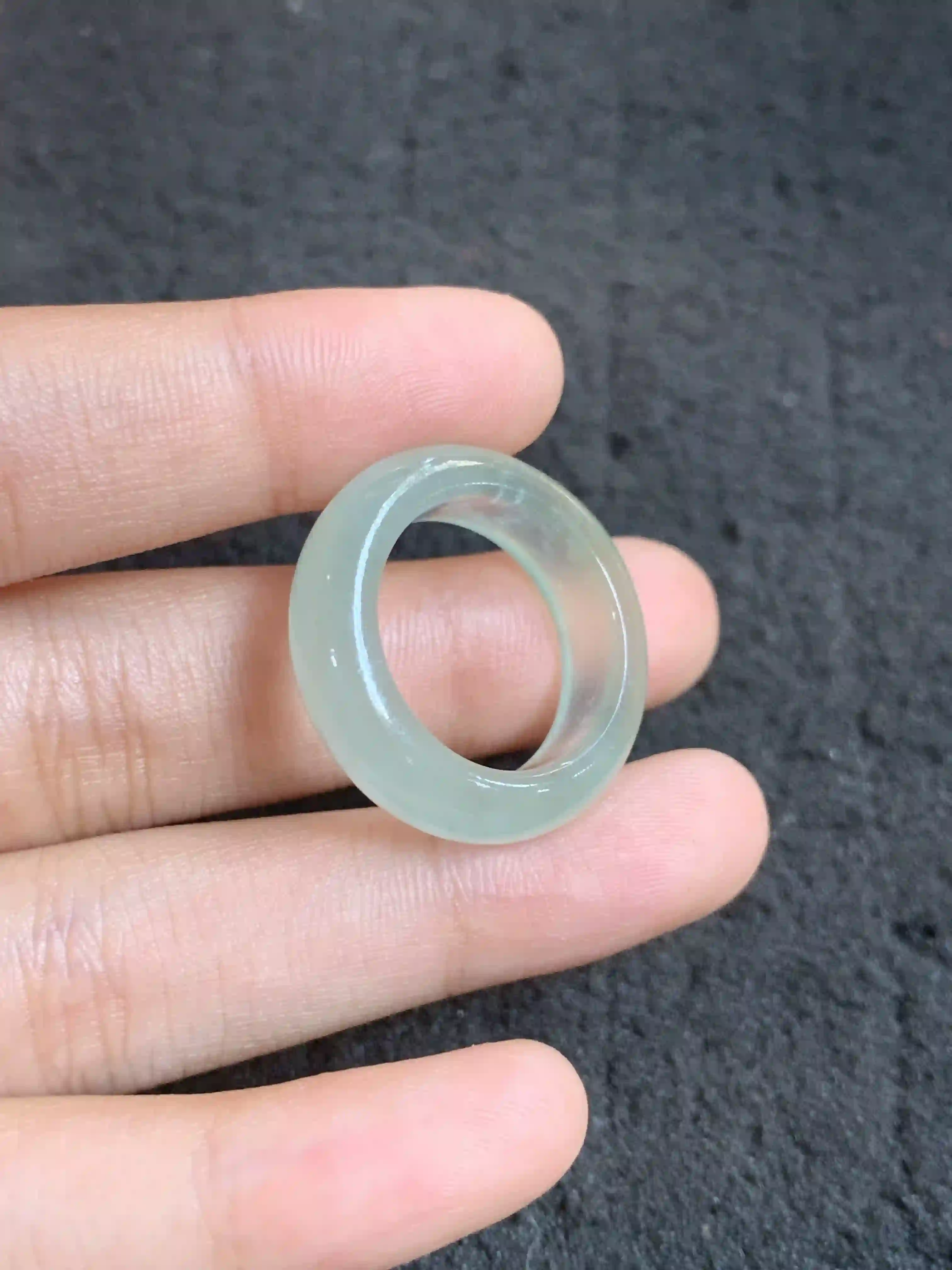 Translucent Light Green Jade Band Ring | Myanmar Jadeite reference #300001