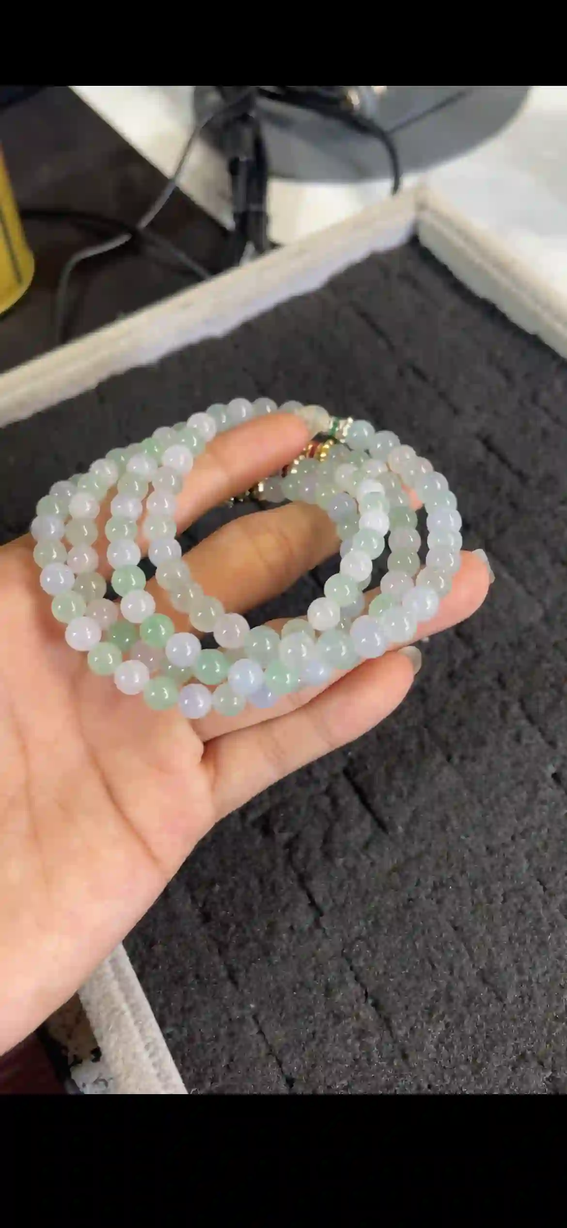 Pastel Multitone Jade Bead Necklace with Decorative Clasp, view 2 | Myanmar Jadeite reference #25770001