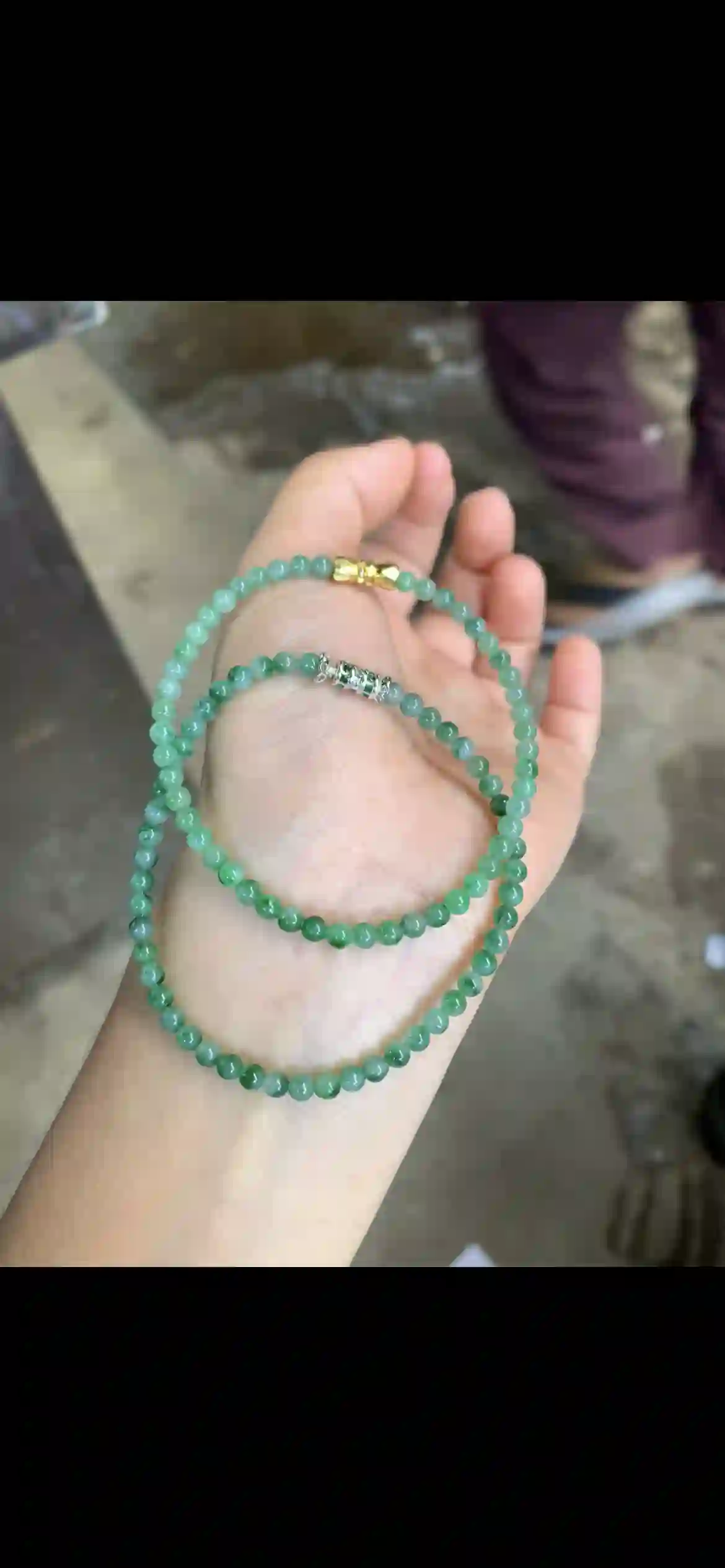 Gradient Green Jadeite Bead Double-Wrap Bracelet | Myanmar Jadeite reference #15660001