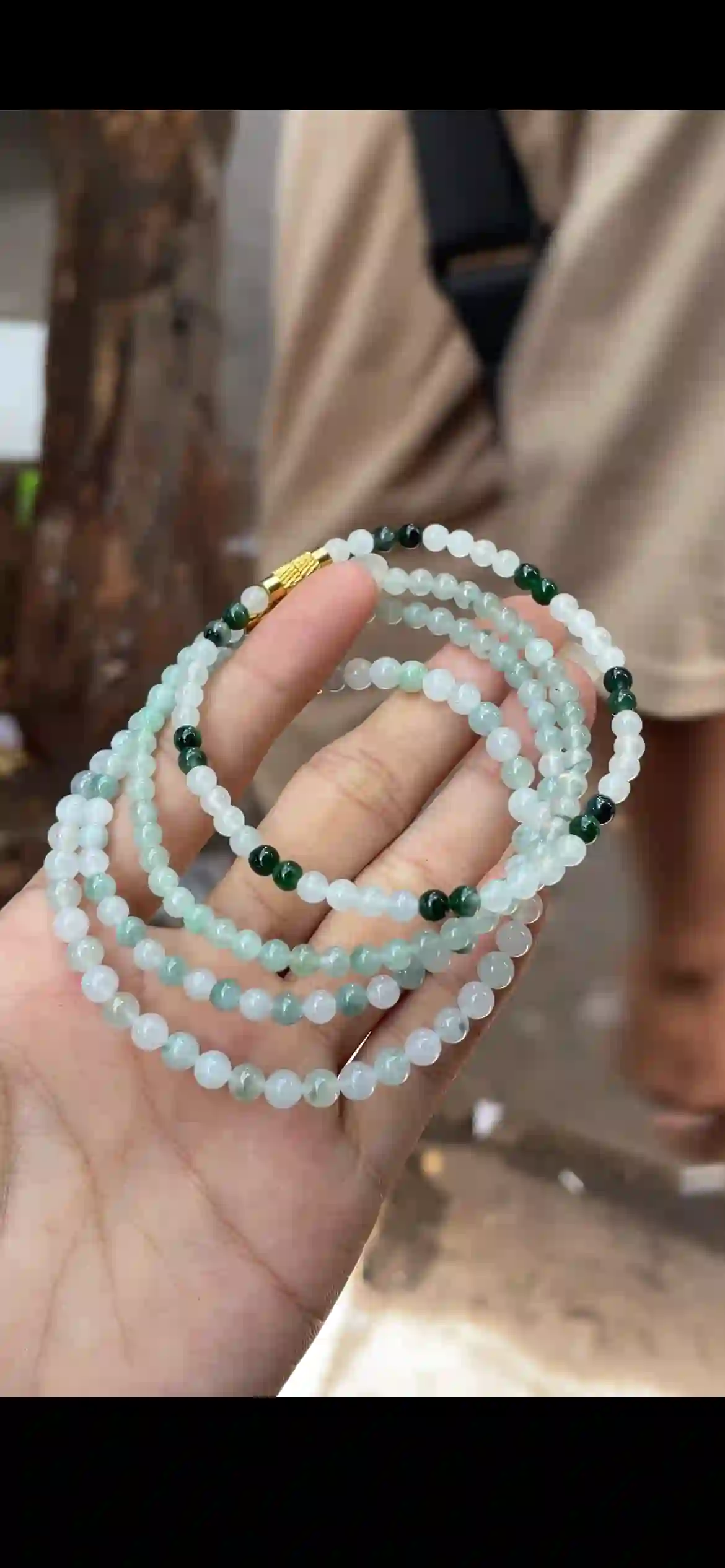 Gradient Floating‑Green Jade Multi‑Loop Bracelet | Myanmar Jadeite reference #14670001