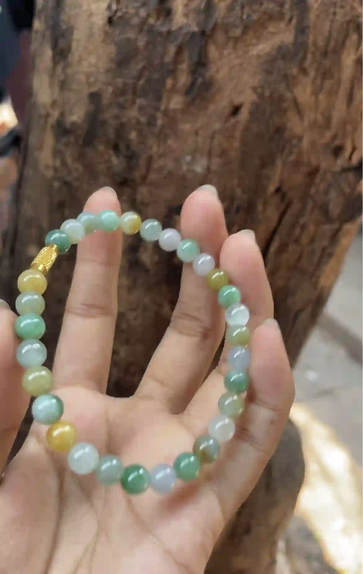 Multicolor Natural Jade Beaded Bracelet, view 2 | Myanmar Jadeite reference #2280006
