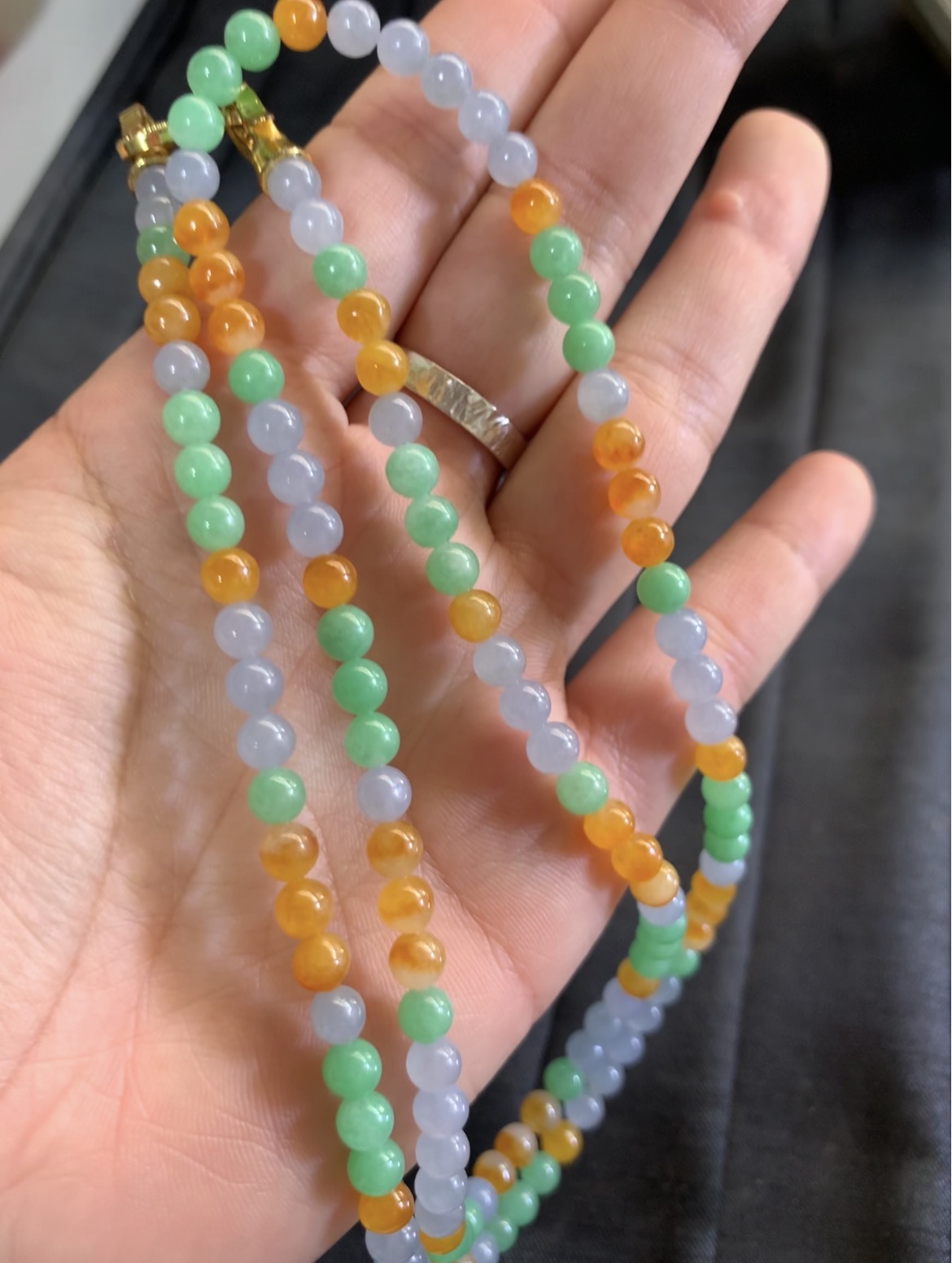   Tri-Color Icy Jadeite Beaded Necklace - Burmese Jadeite from Myanmar
