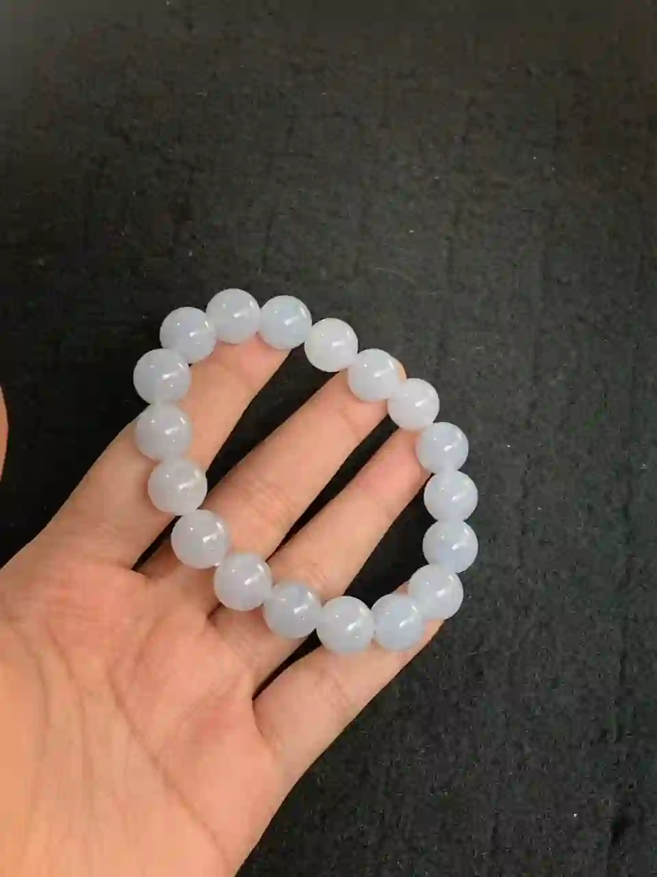 Gentle Lavender-Grey Jade Bead Bracelet, view 2 | Myanmar Jadeite reference #1320010