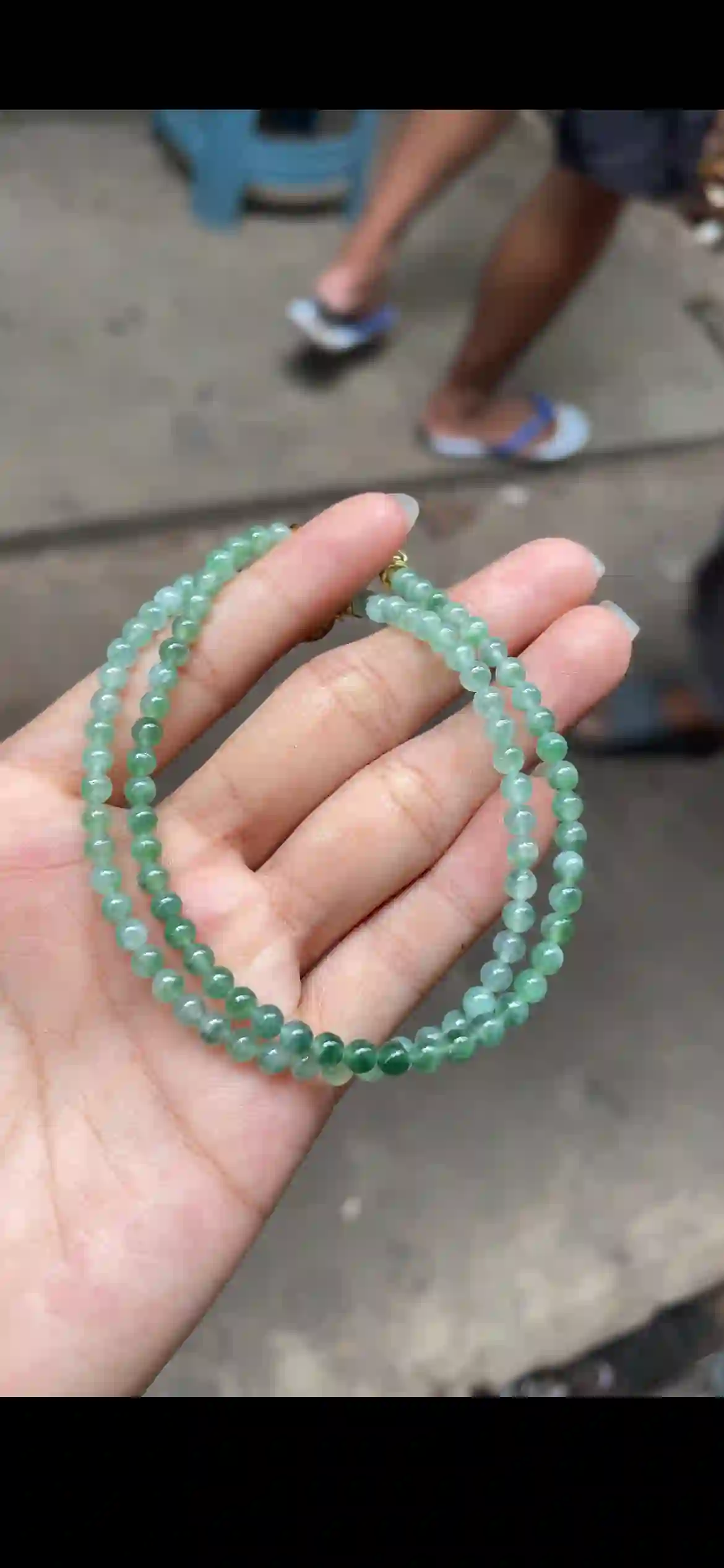 Icy Floating Flower Green Jadeite Multi‑Wrap Bead Necklace, view 2 | Myanmar Jadeite reference #11520001