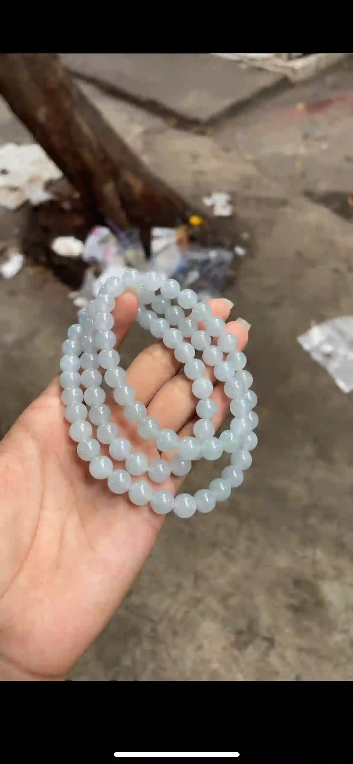 High-Clarity Icy Pale Celadon Jadeite Bead Necklace, view 2 | Myanmar Jadeite reference #16680001