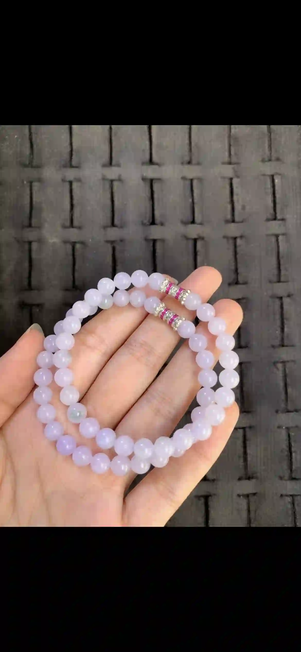Lavender Jade Bead Double‑Strand Bracelet | Myanmar Jadeite reference #14250001