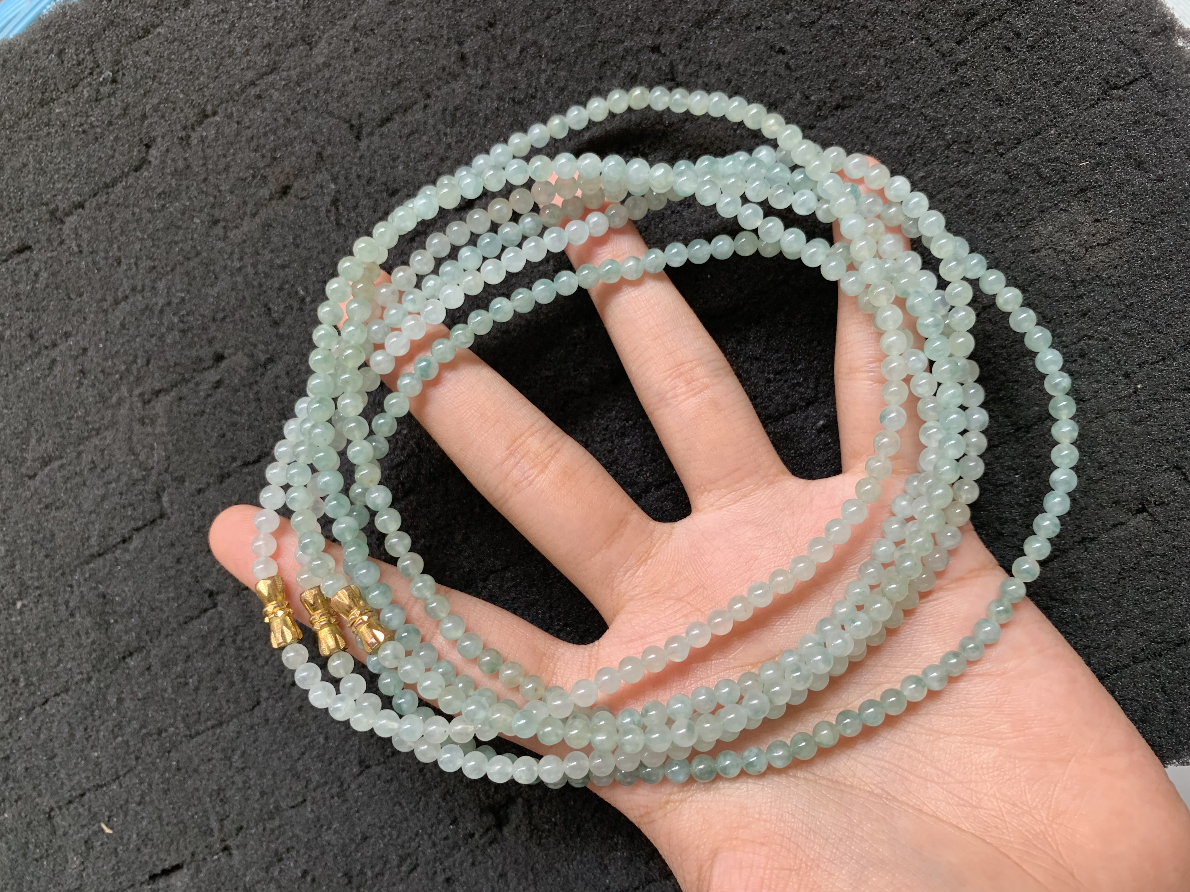 Icy Green Jade Bead Necklace - Burmese Jadeite Type A from Hpakant, Myanmar | Myanmar Jadeite