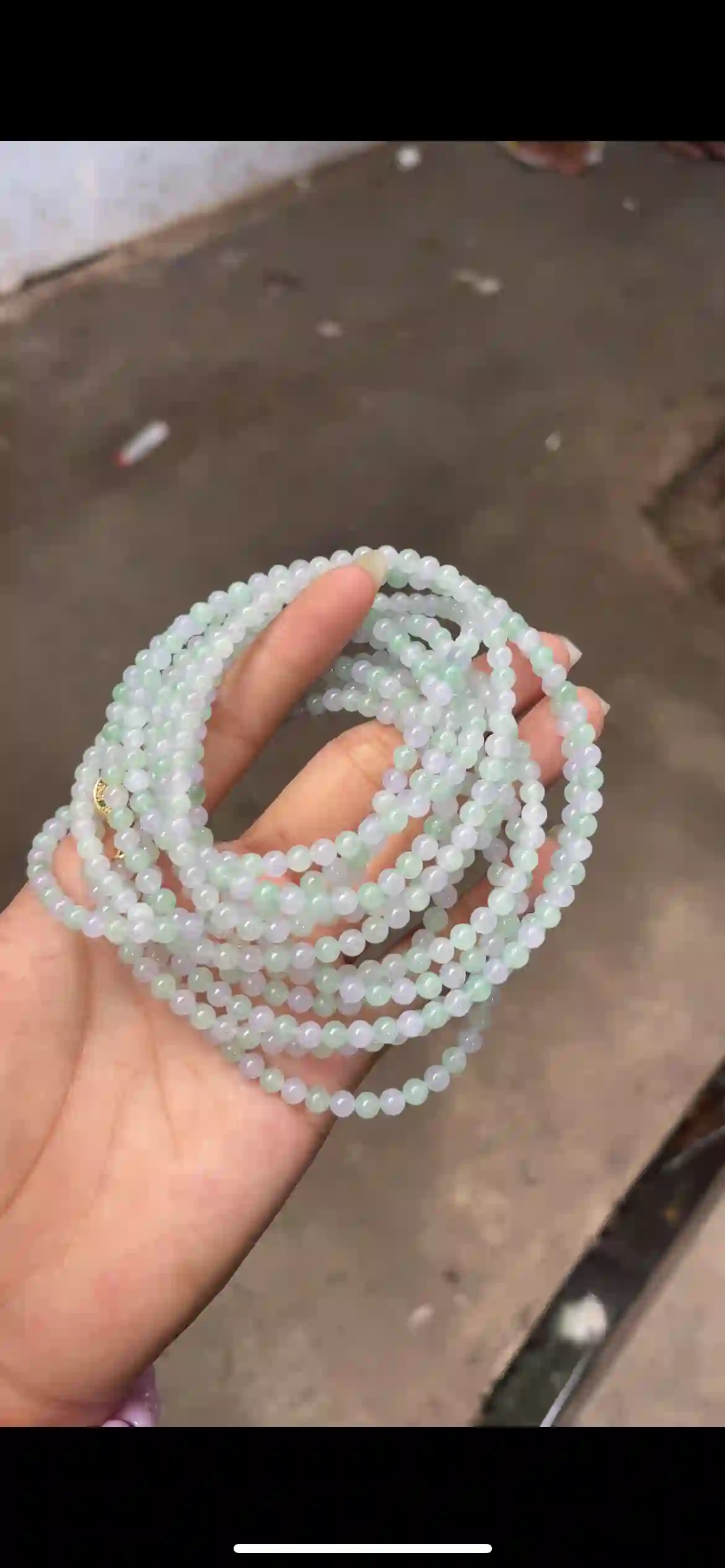 Icy White & Light Green Jadeite Multi-Circle Bead Bracelet | Myanmar Jadeite reference #8310010
