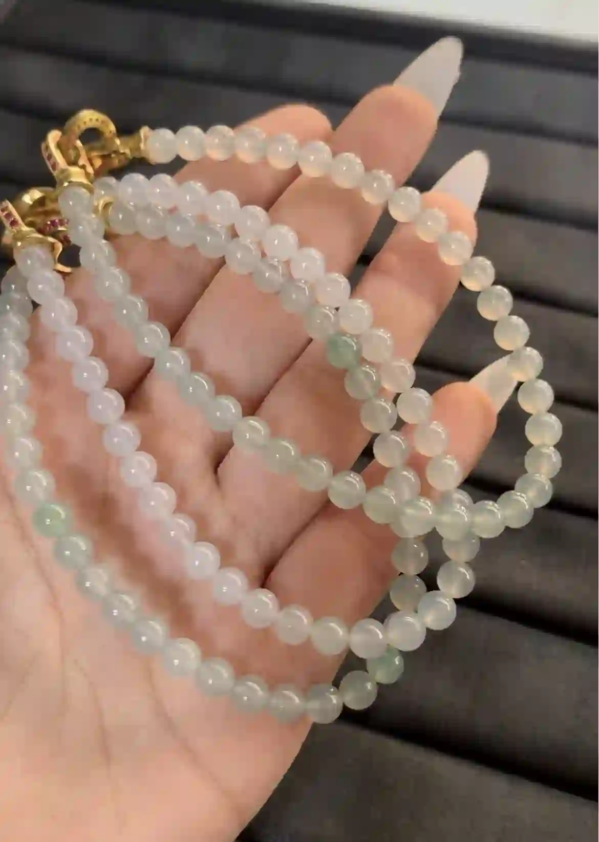  Natural Icy Translucent Jade Bead Necklace | Myanmar Jadeite reference #1680005