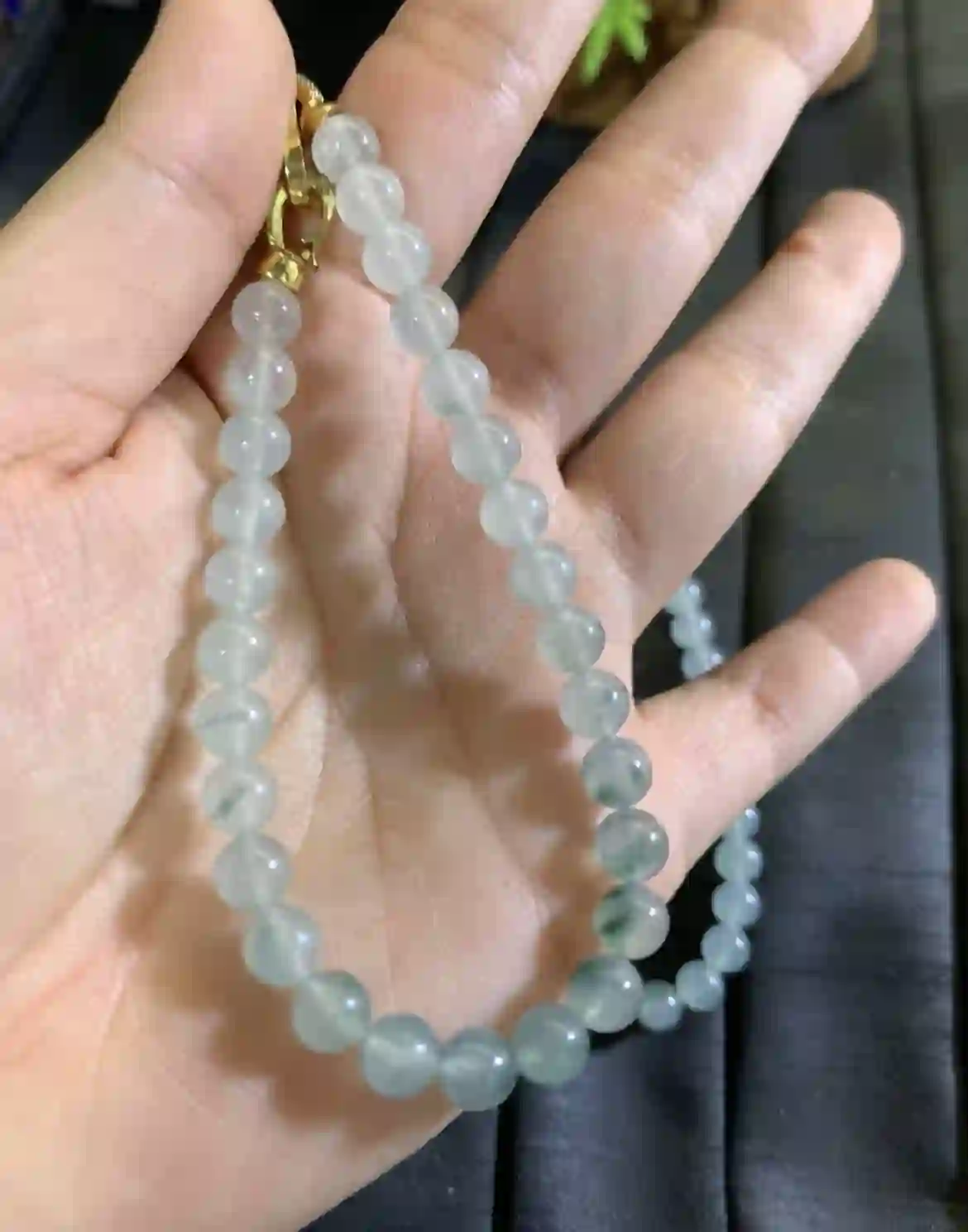 Icy Jade with Floating Flowers Necklace, view 2 | Myanmar Jadeite reference #2700010