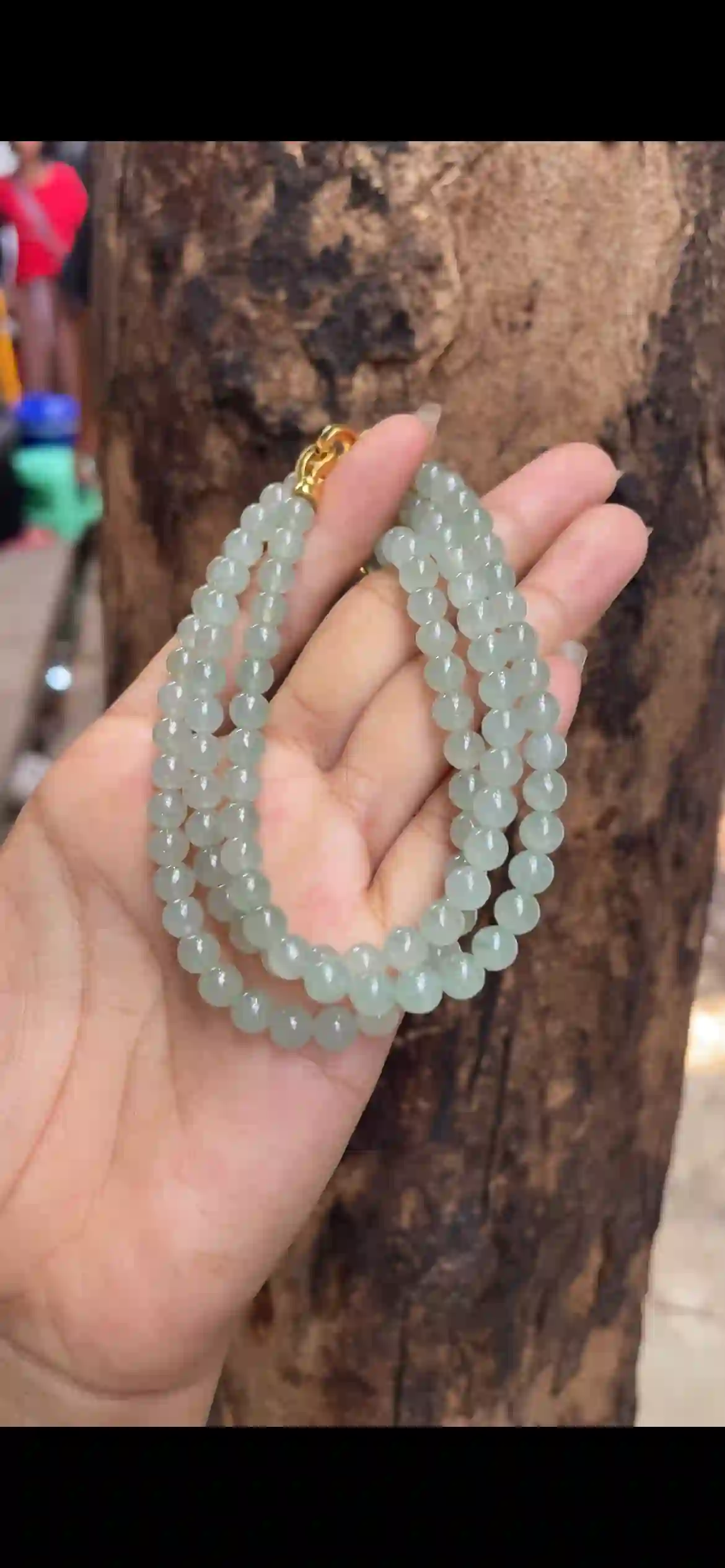  Multicolor Icy Jade Bead Multi-Layer Bracelet with Gold Spacers | Myanmar Jadeite reference #6510001