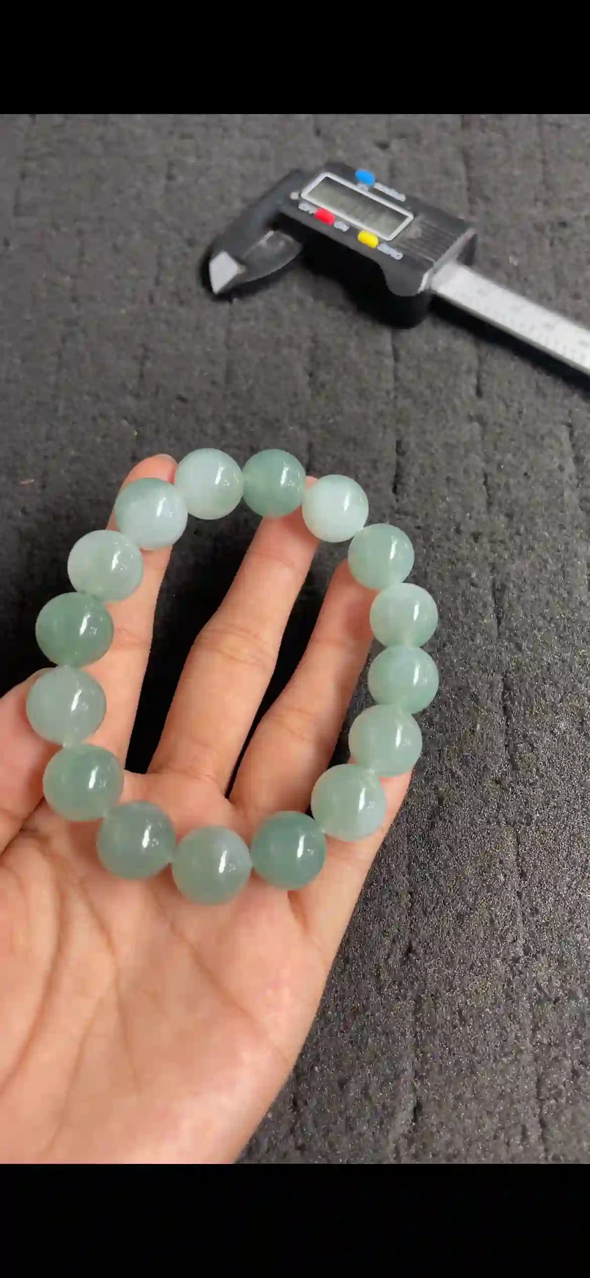 Natural Icy Green Jade Beaded Braceletm, view 2 | Myanmar Jadeite reference #2310008
