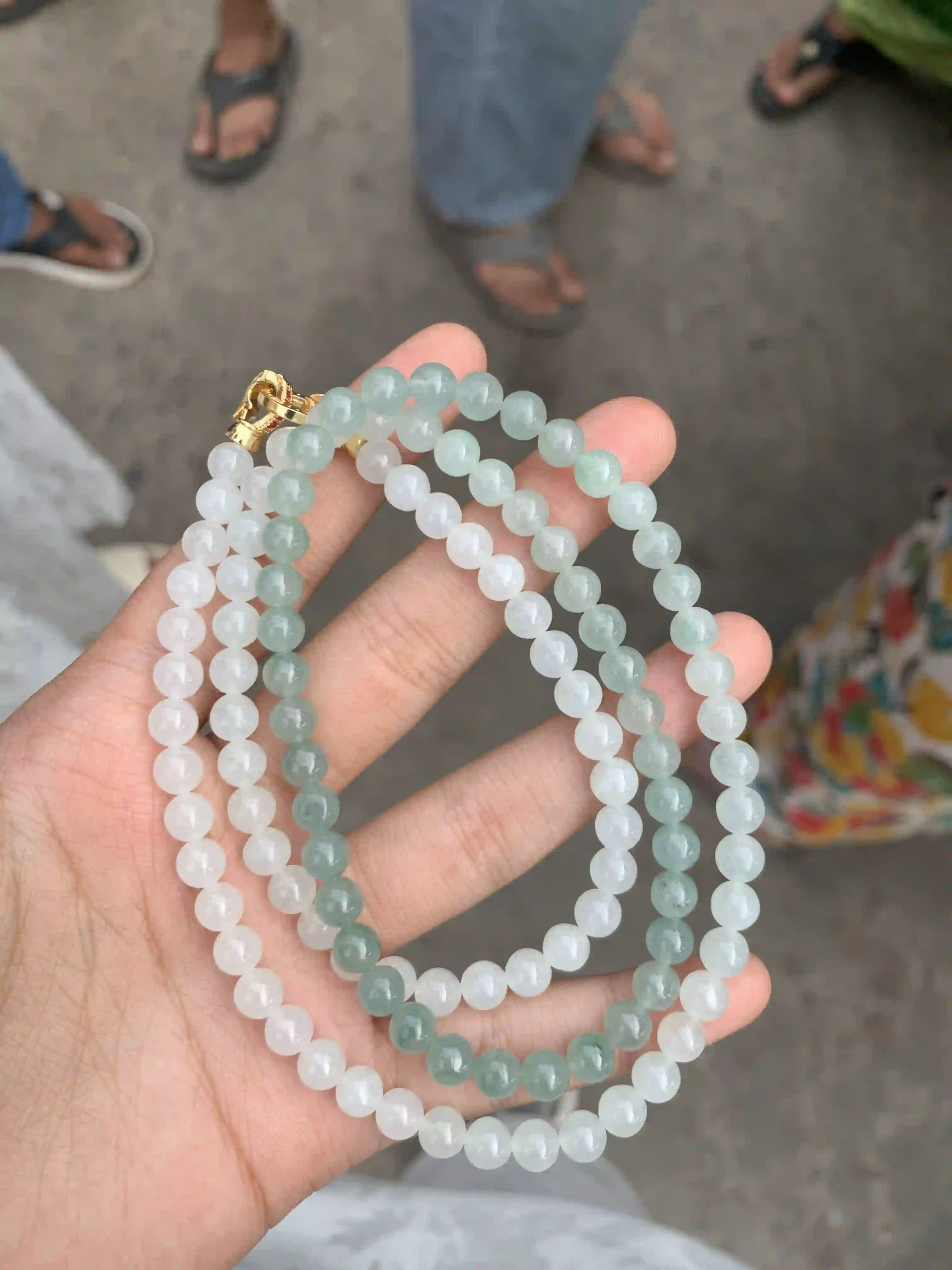 Natural Icy Blue Jade Bead Necklace | Myanmar Jadeite reference #1800002