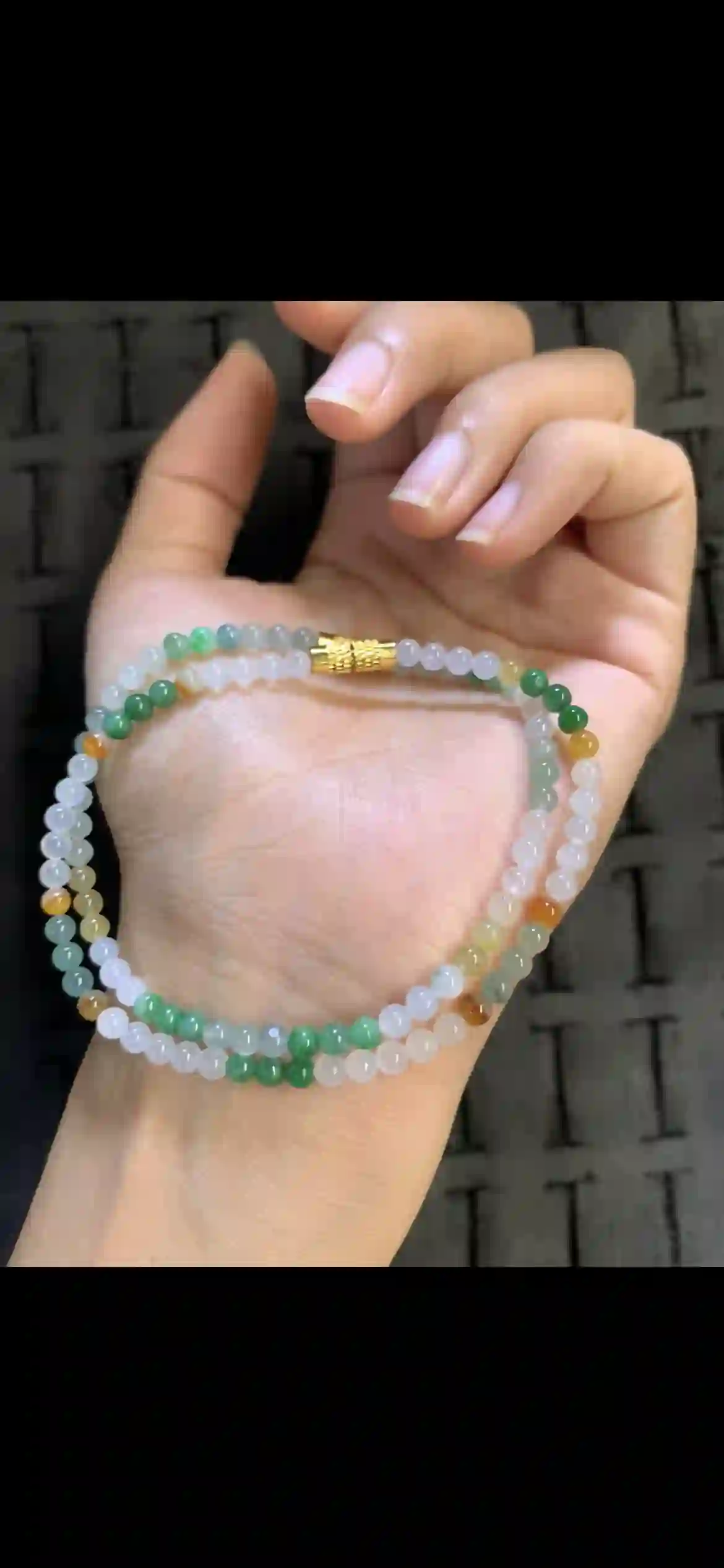 Icy Tri‑Color Jadeite Double‑Wrap Dainty Bracelet | Myanmar Jadeite reference #12960001