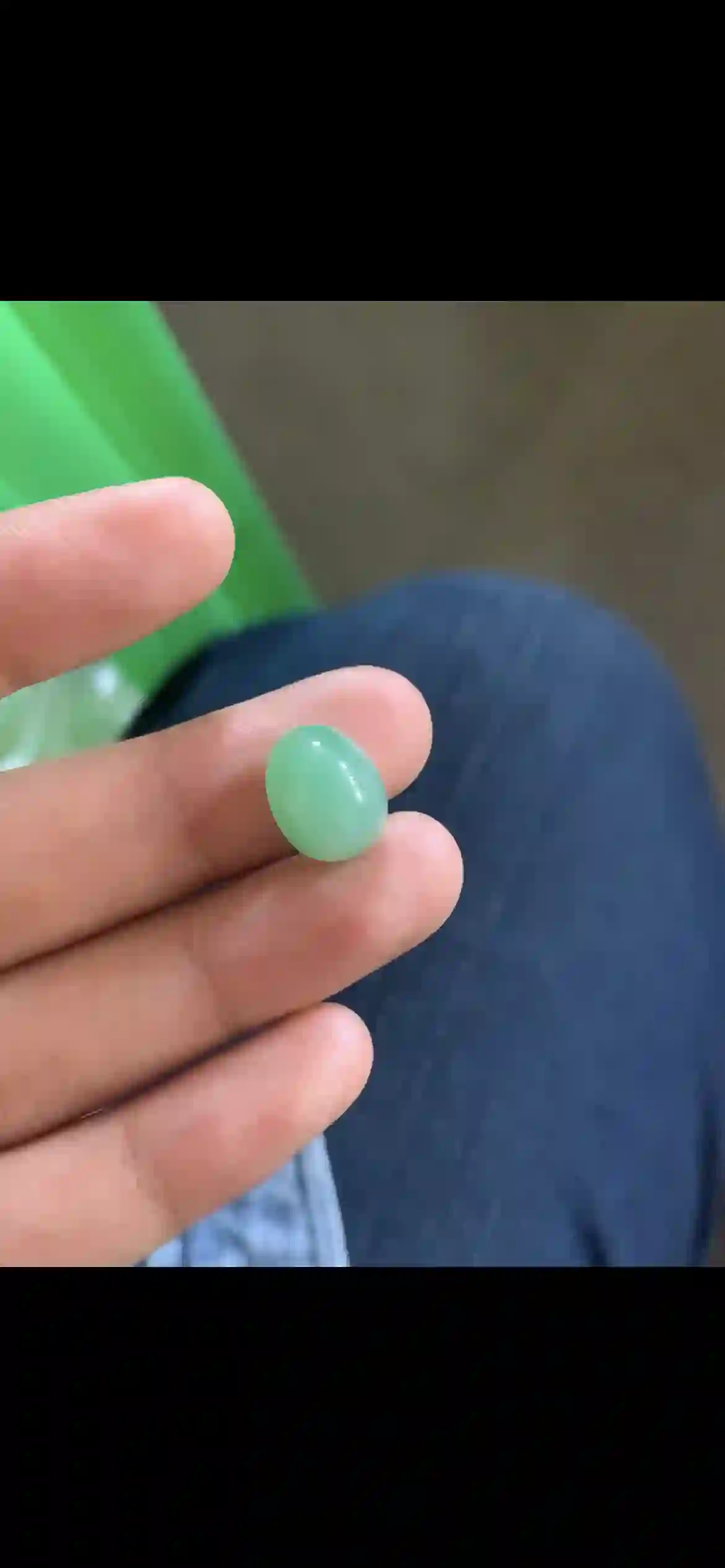Polished Oval Apple Green Jade Cabochon Gemstone, view 2 | Myanmar Jadeite reference #22230002