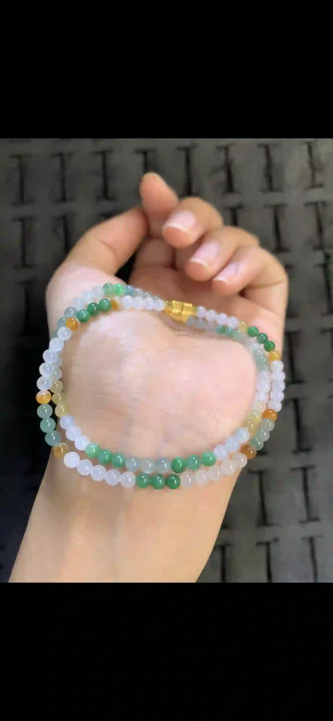 Icy Tri‑Color Jadeite Double‑Wrap Dainty Bracelet, view 2 | Myanmar Jadeite reference #12960001