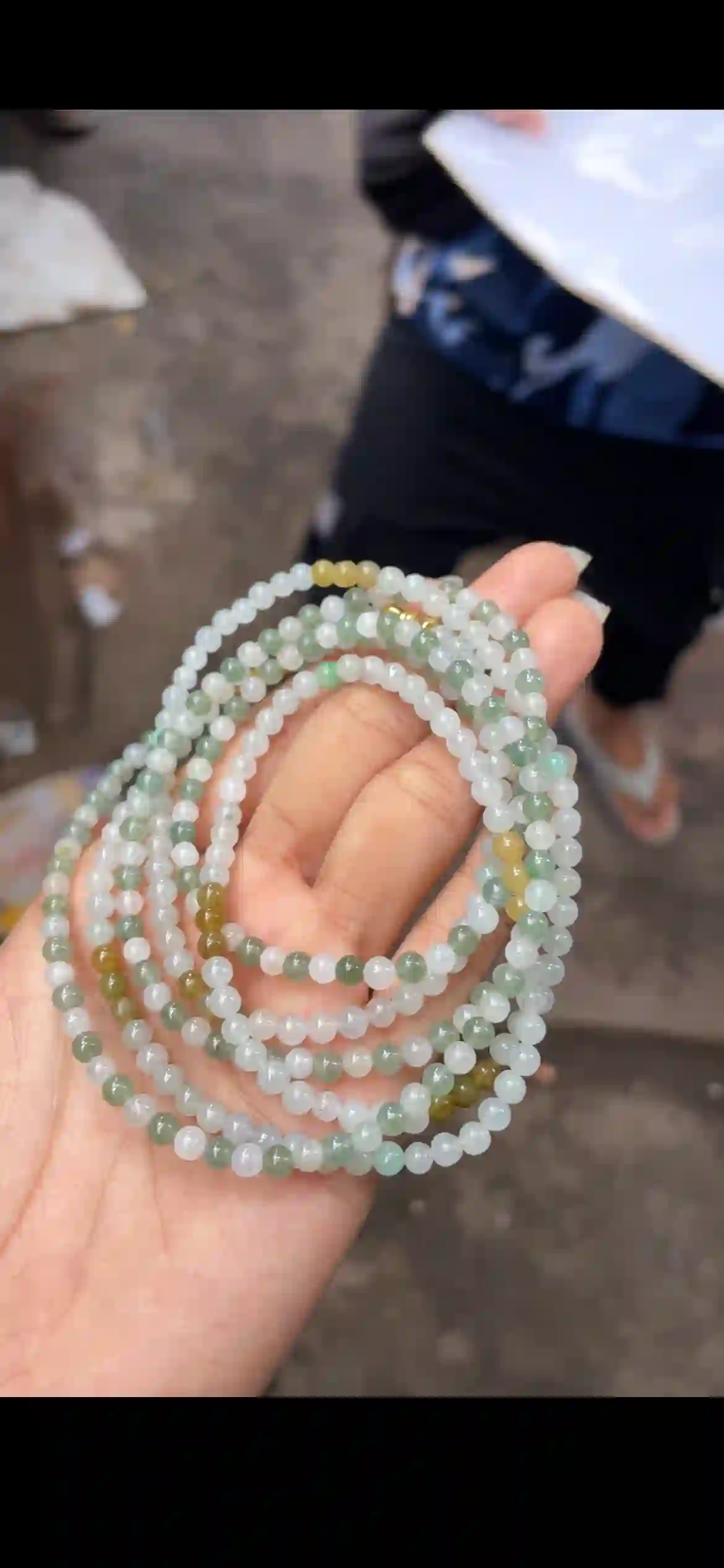 Multicolor Gradient Natural Jadeite Bead Necklace, view 2 | Myanmar Jadeite reference #15000001