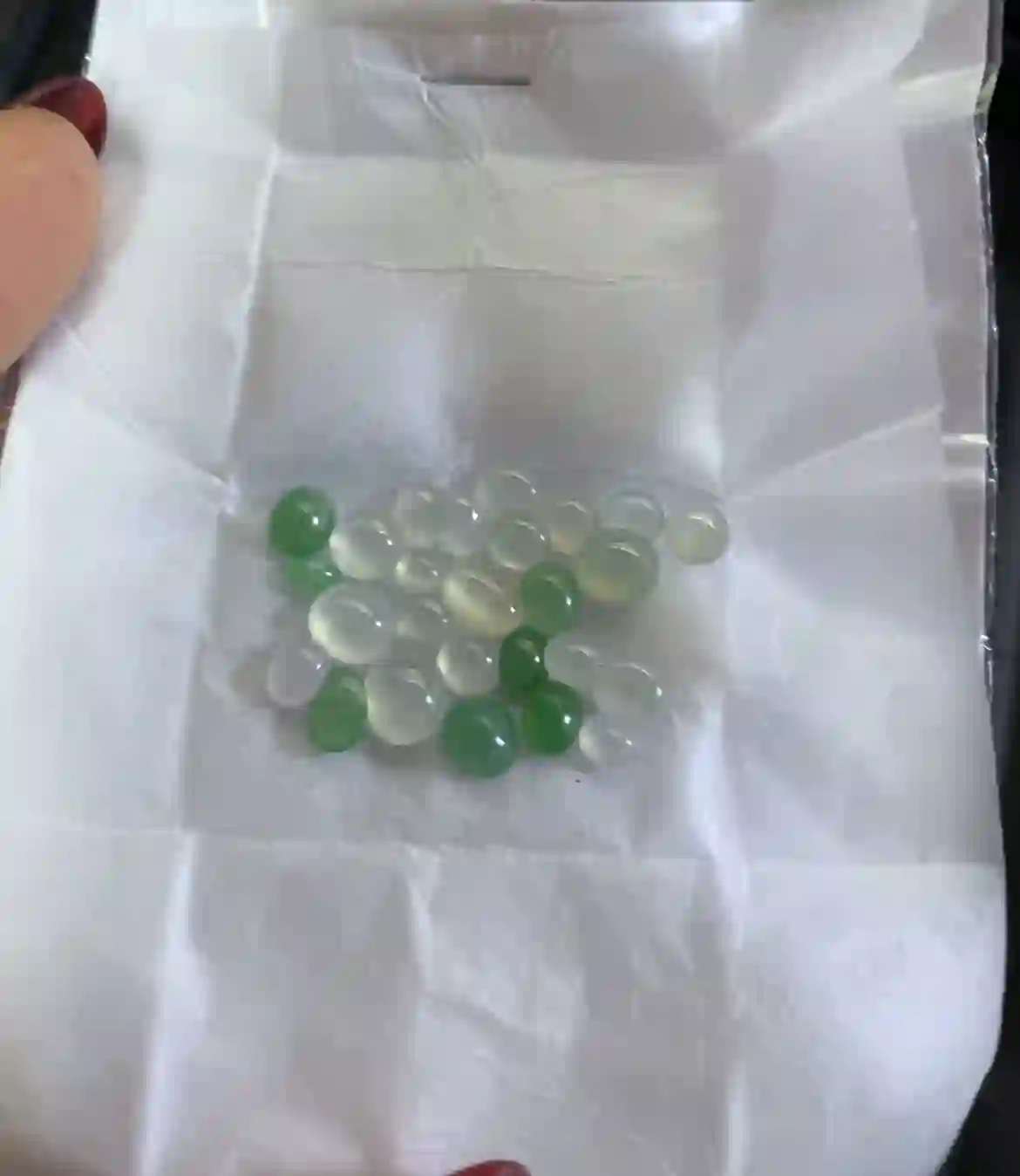   Natural Icy Green Jadeite Cabochons Loose Gemstones Set, view 2 | Myanmar Jadeite reference #3150001