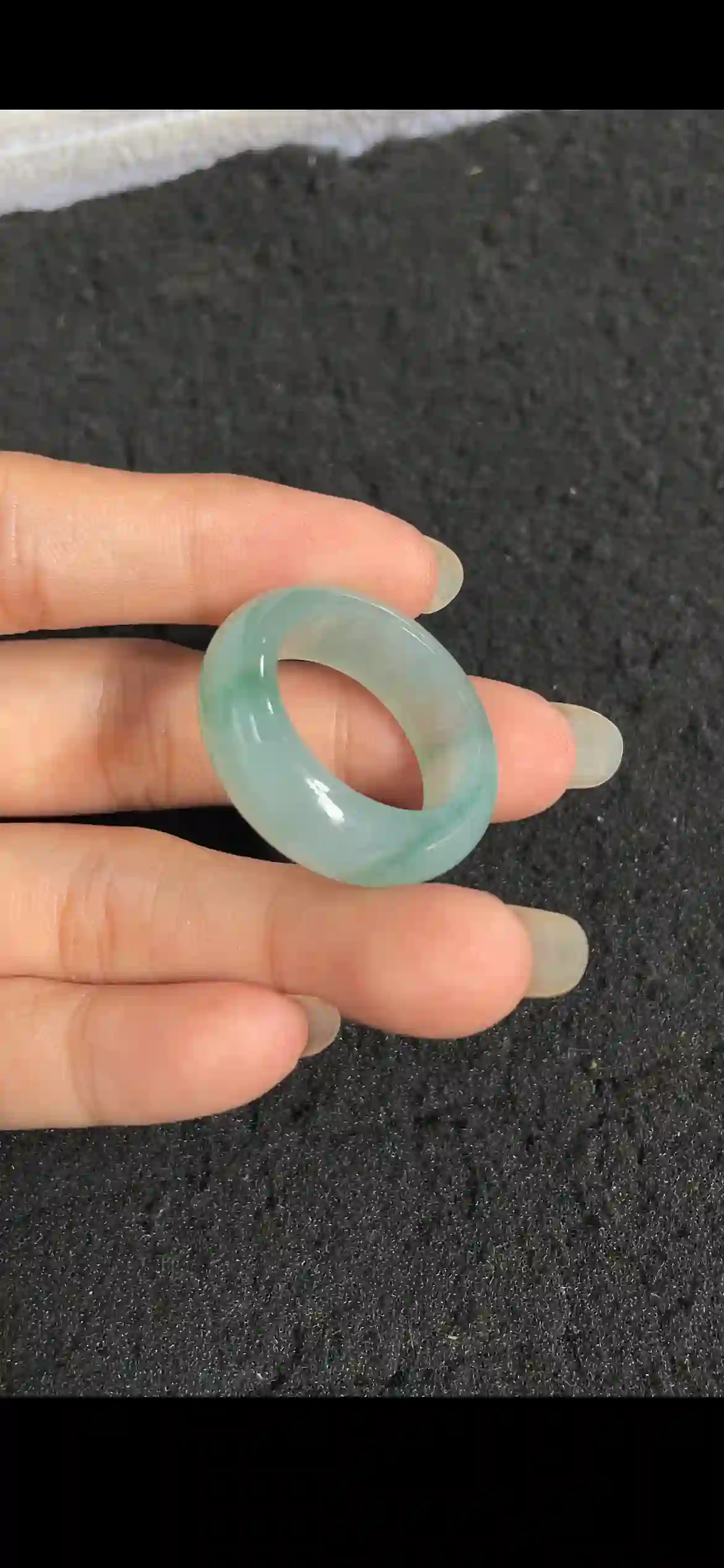 Icy Floating Green Jadeite Band Ring | Myanmar Jadeite reference #13410001