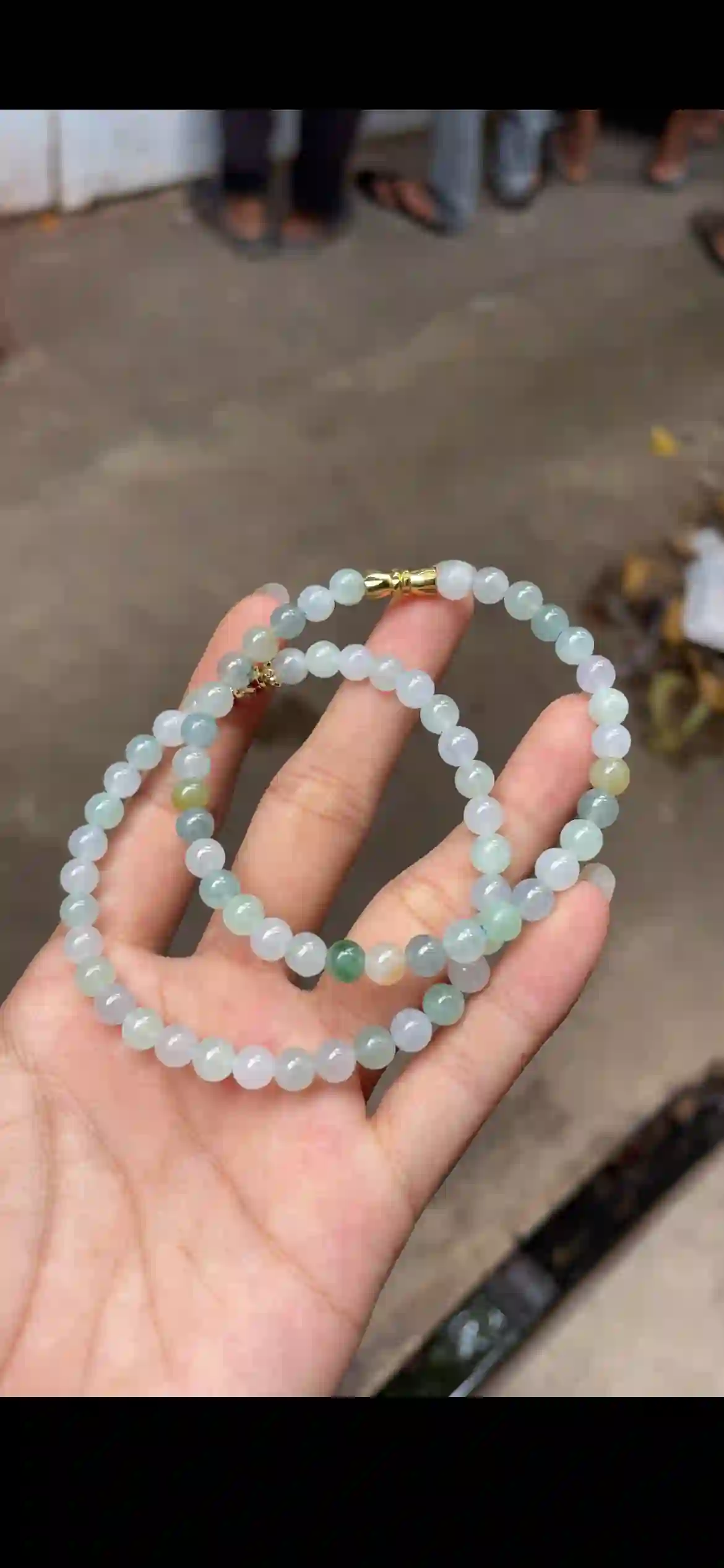 Tri‑Color Icy Jadeite Double‑Wrap Beaded Bracelet, view 2 | Myanmar Jadeite reference #12270001