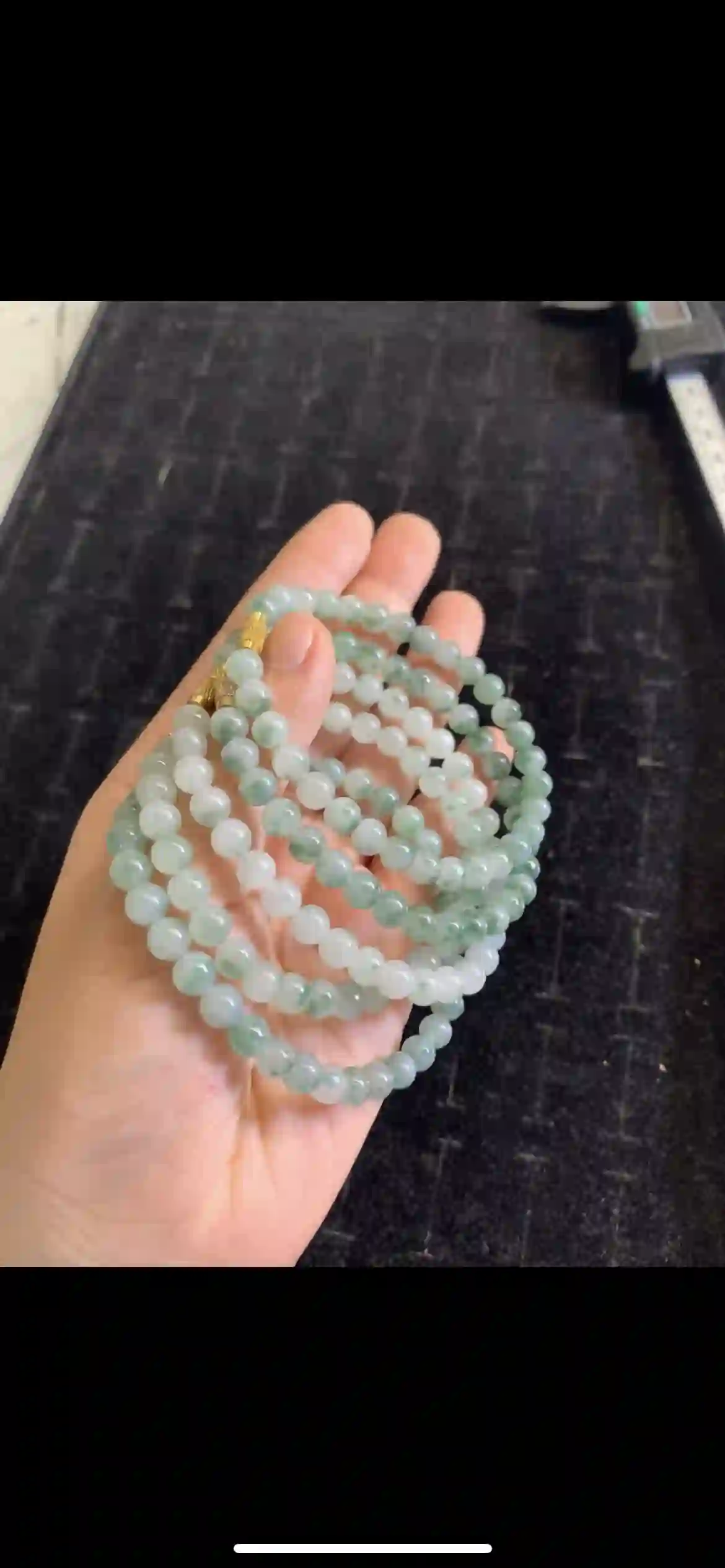 Icy Pale Green Jade Bead Multi-Strand Collection with Gold Clasps, view 2 | Myanmar Jadeite reference #20970001
