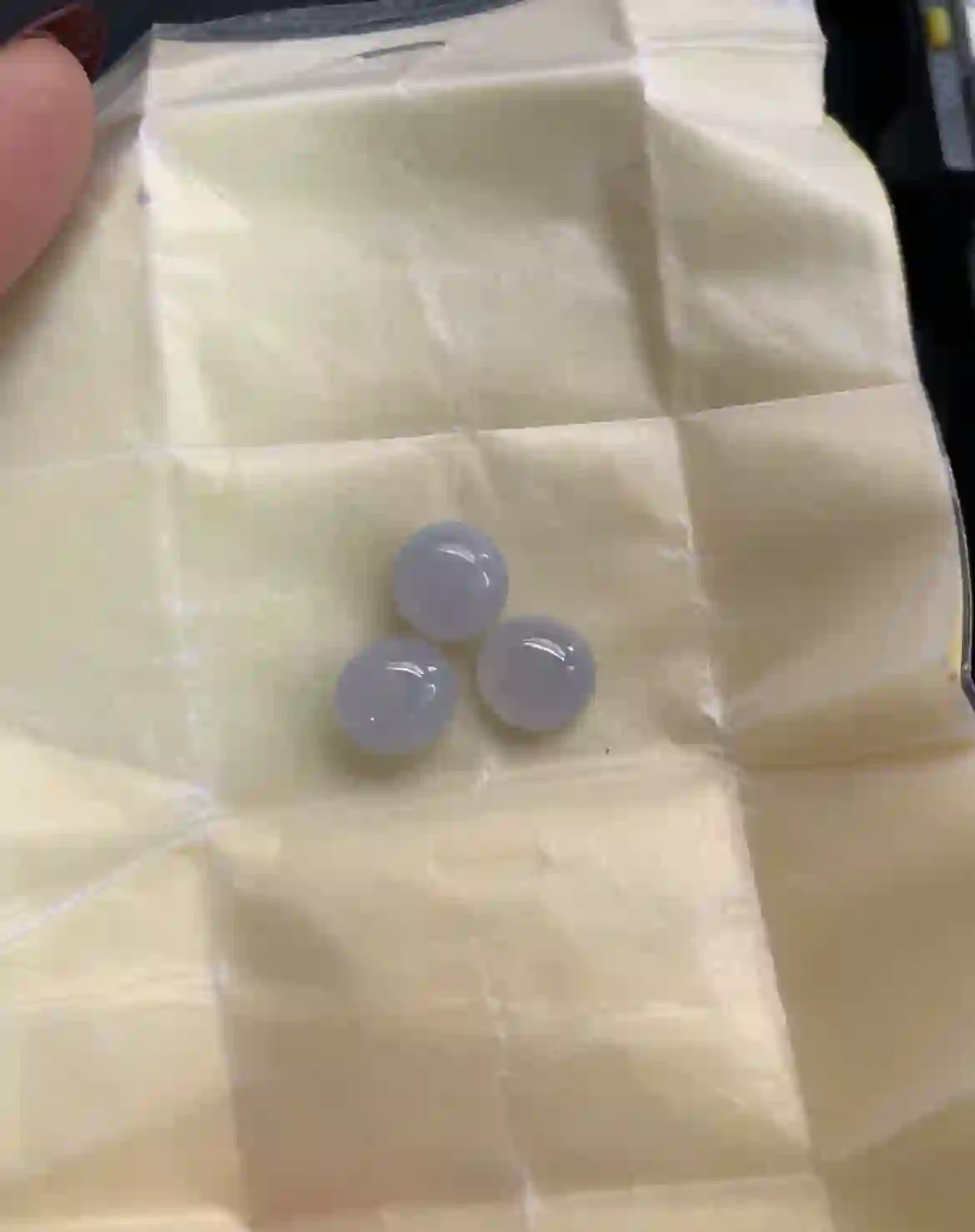 Three Icy Lavender Jadeite Round Cabochons, view 2 | Myanmar Jadeite reference #4050001