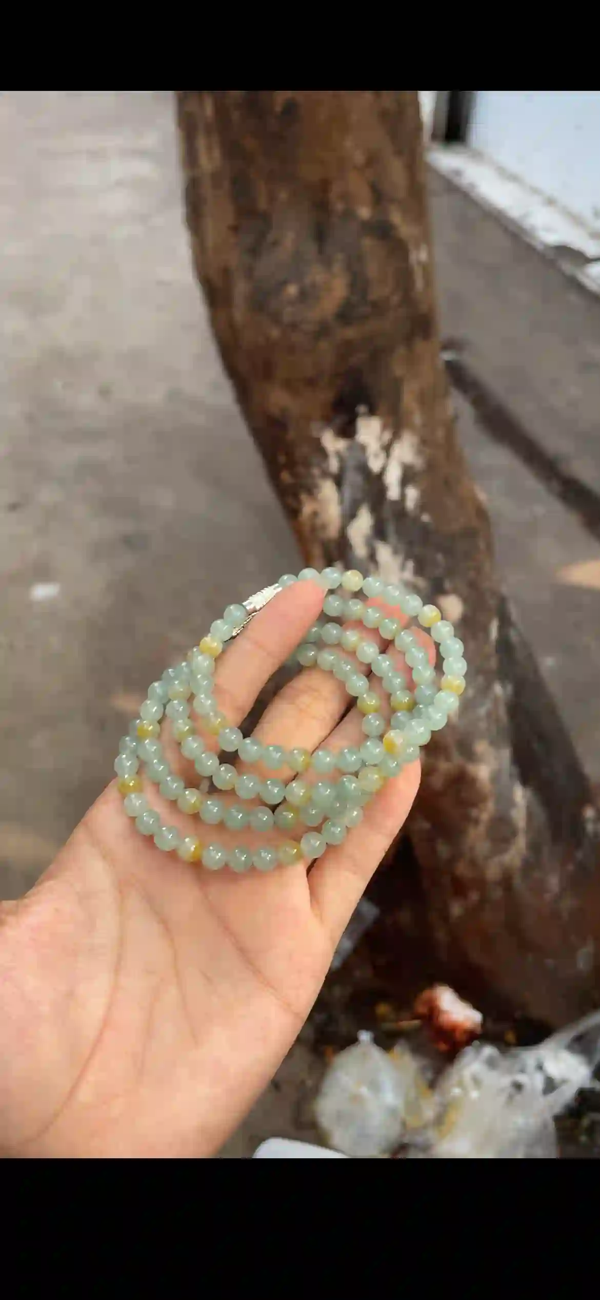 Icy Celadon & Honey Yellow Jade Multi-Wrap Necklace — Long Delicate Strand, view 2 | Myanmar Jadeite reference #33420001