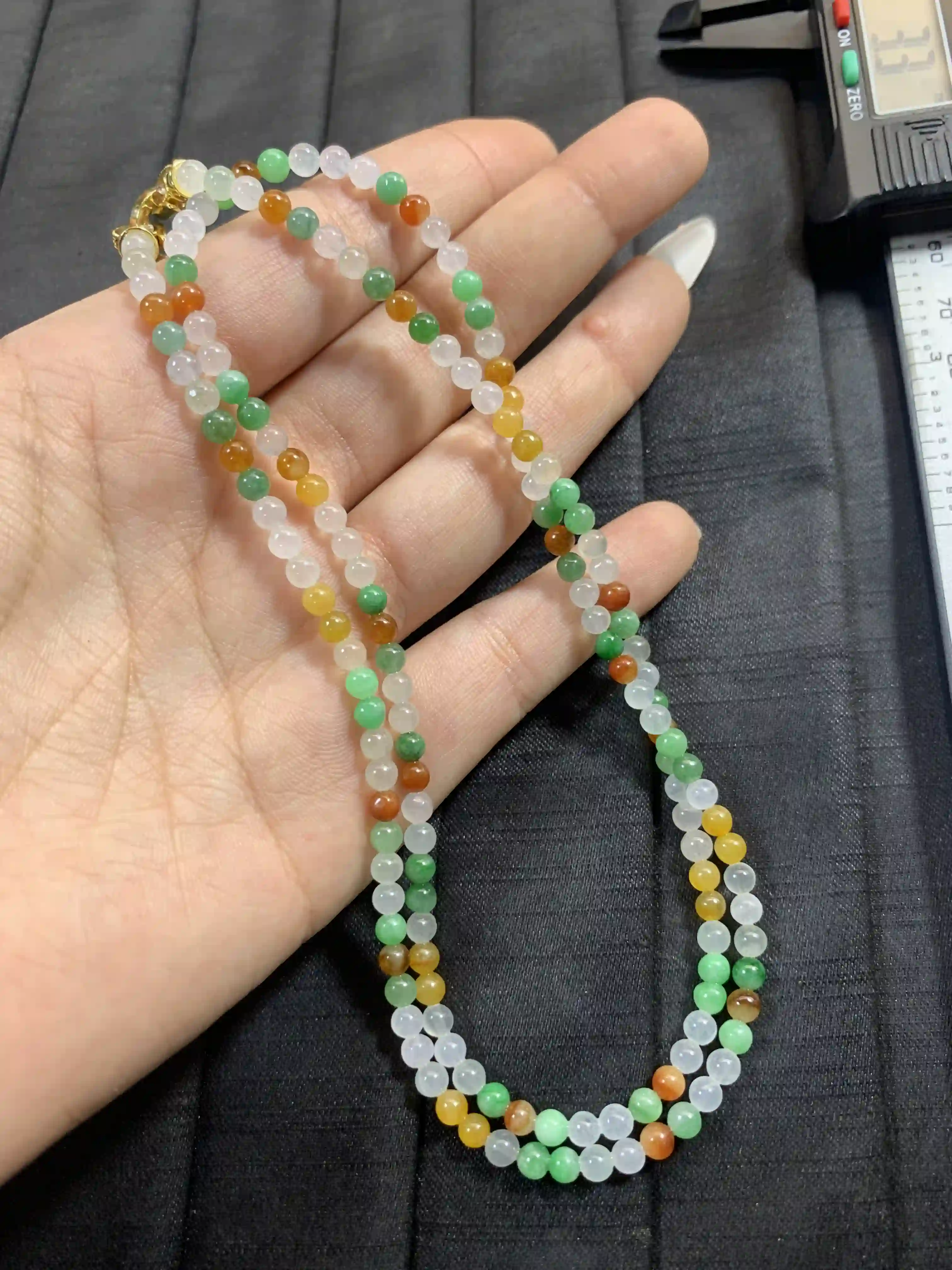 Multicolor Natural Jade Beaded Necklace | Myanmar Jadeite reference #2220008